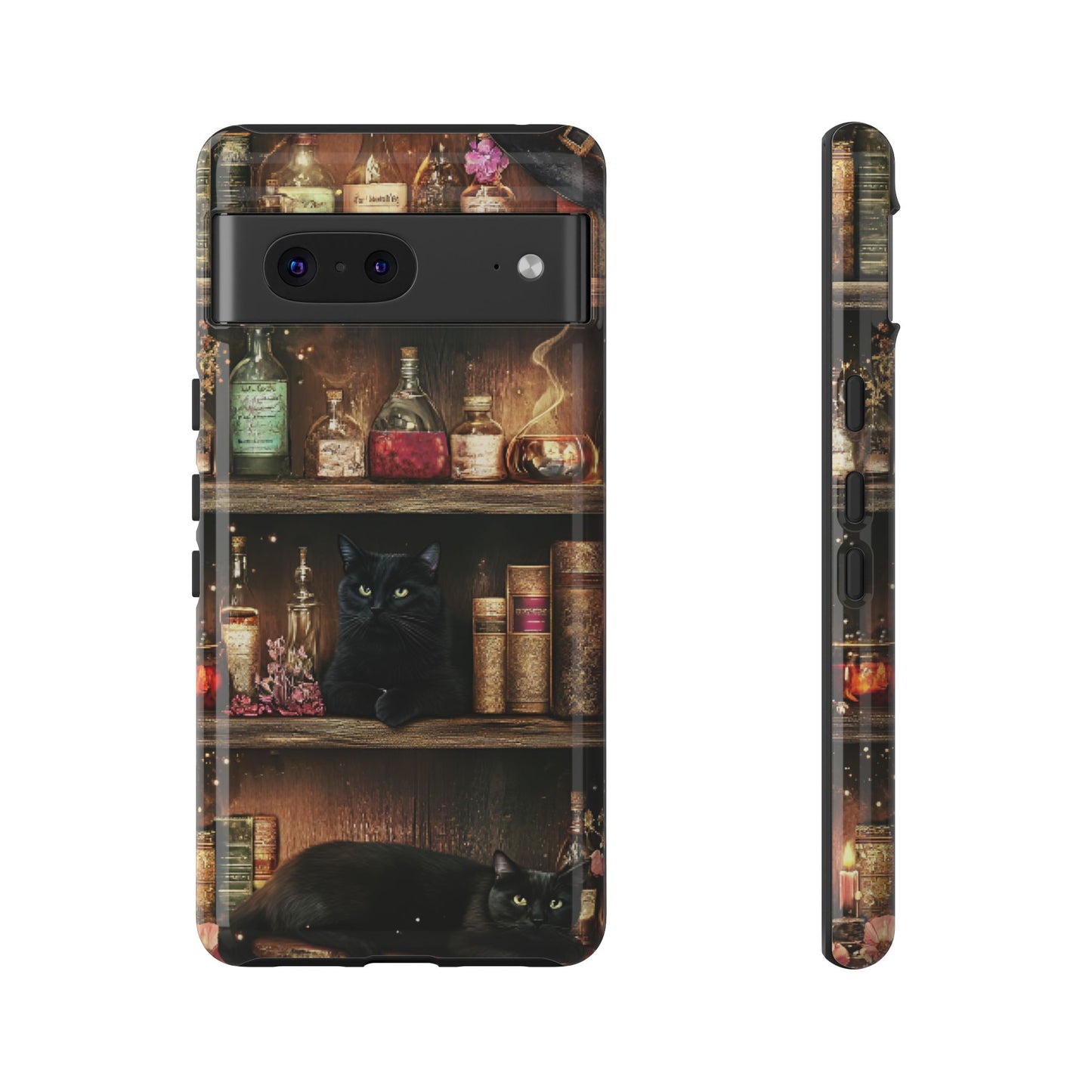 Witch Bookshelf Phone Case - Witchy Books Potions and Black Cats for iPhone 16 15 14 13 12 11, Samsung Galaxy & Google Pixel