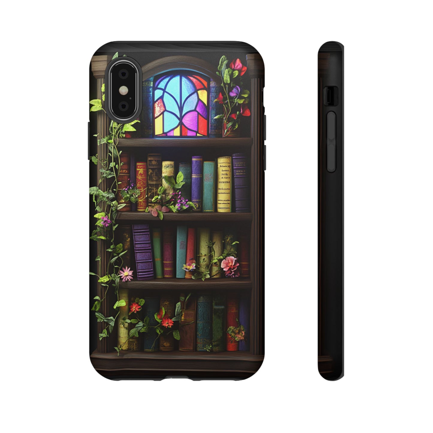 Bookshelf and Stained Glass Window Phone Case - Book Lover Phone Cases - iPhone 16 15 14 13 12 11, Samsung Galaxy & Google Pixel Phone Covers - Boo and Bewear