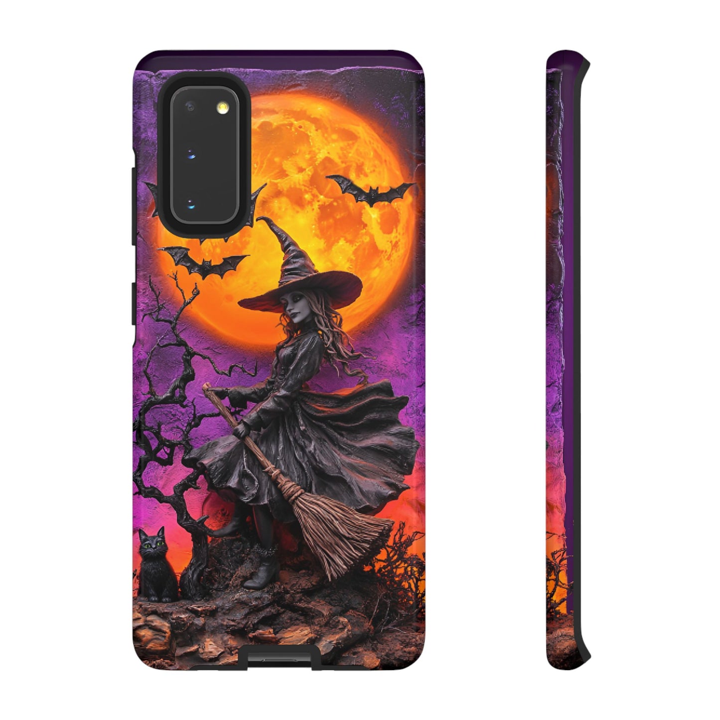 Witch and Bats Phone Case - Witchy Halloween Phone Cases - iPhone 16 15 14 13 12 11, Samsung Galaxy & Google Pixel Phone Covers - Boo and Bewear