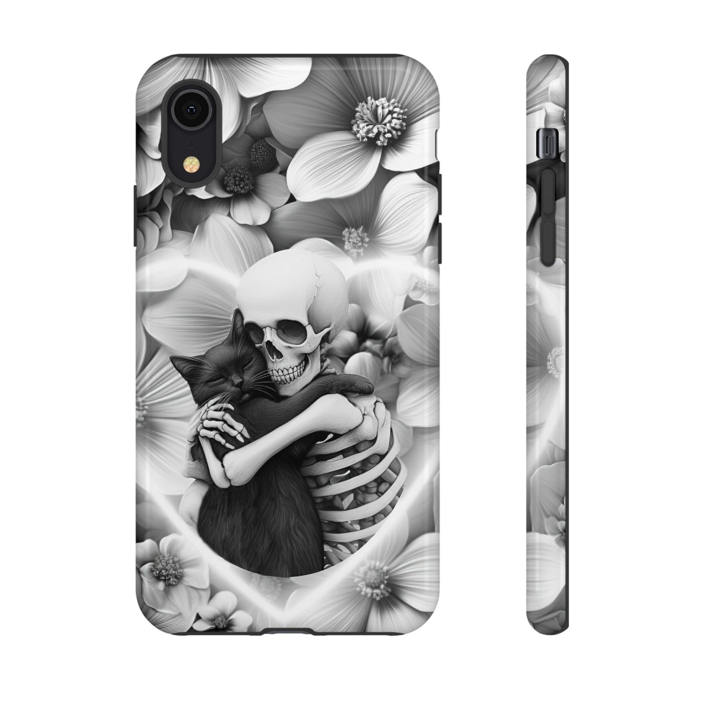 Skeleton & Black Cat Phone Case - Aesthetic Cat Lover Phone Cases- iPhone 16 15 14 13 12 11, Samsung Galaxy & Google Pixel Phone Covers - Boo and Bewear