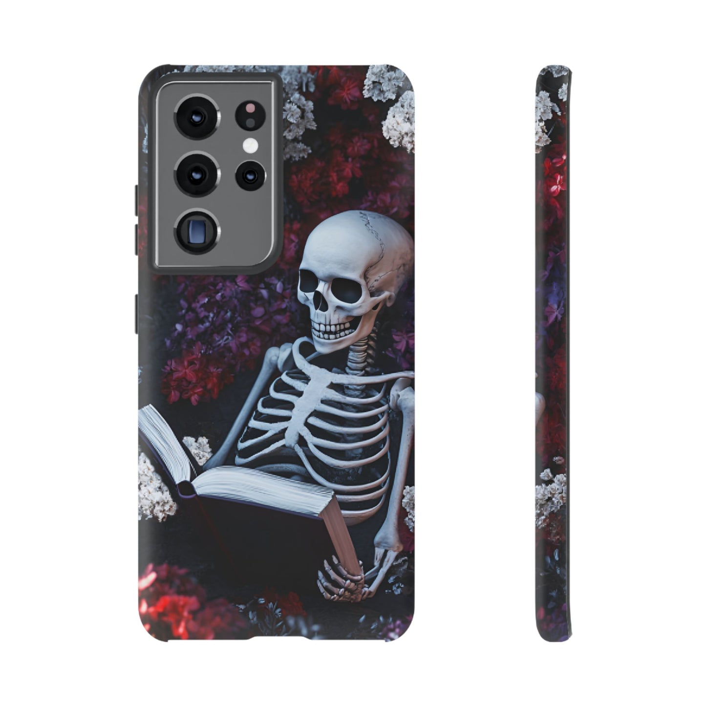 Skeleton Reading Book Phone Case - Bookish Halloween Phone Cases - iPhone 16 15 14 13 12 11, Samsung Galaxy & Google Pixel Phone Covers