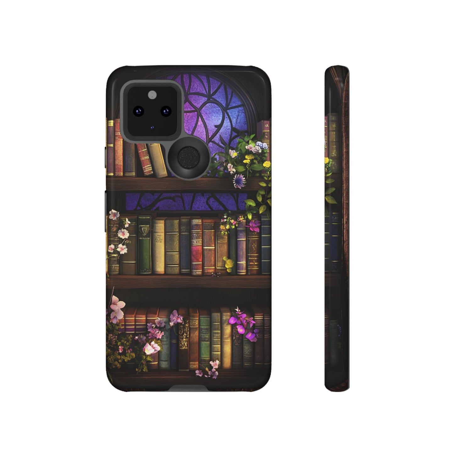 Bookshelf Phone Case - Dark Academia Stained Glass Phone Cases for iPhone 16 15 14 13 12 11, Samsung Galaxy & Google Pixel