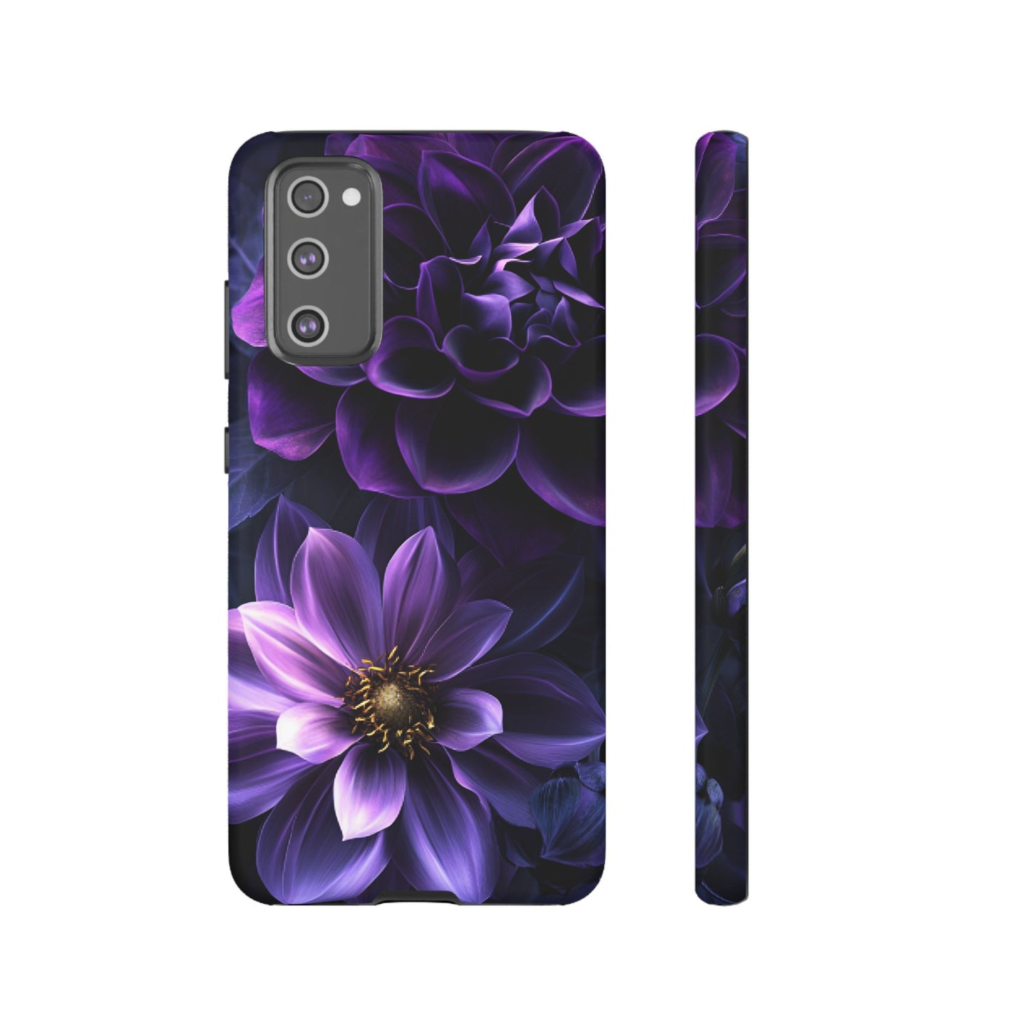 Black and Purple Flowers Phone Case - Dark Gothic Bloom Phone Cases - iPhone 16 15 14 13 12 11, Samsung Galaxy & Google Pixel Phone Covers