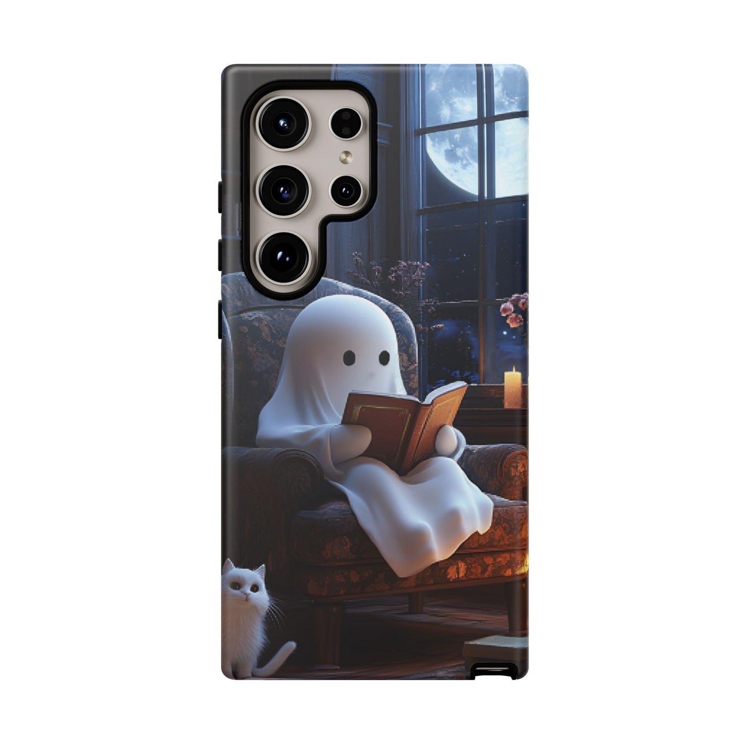 Ghost Reading Book Phone Case - Bookish Halloween Phone Cases - iPhone 16 15 14 13 12 11, Samsung Galaxy & Google Pixel Phone Covers