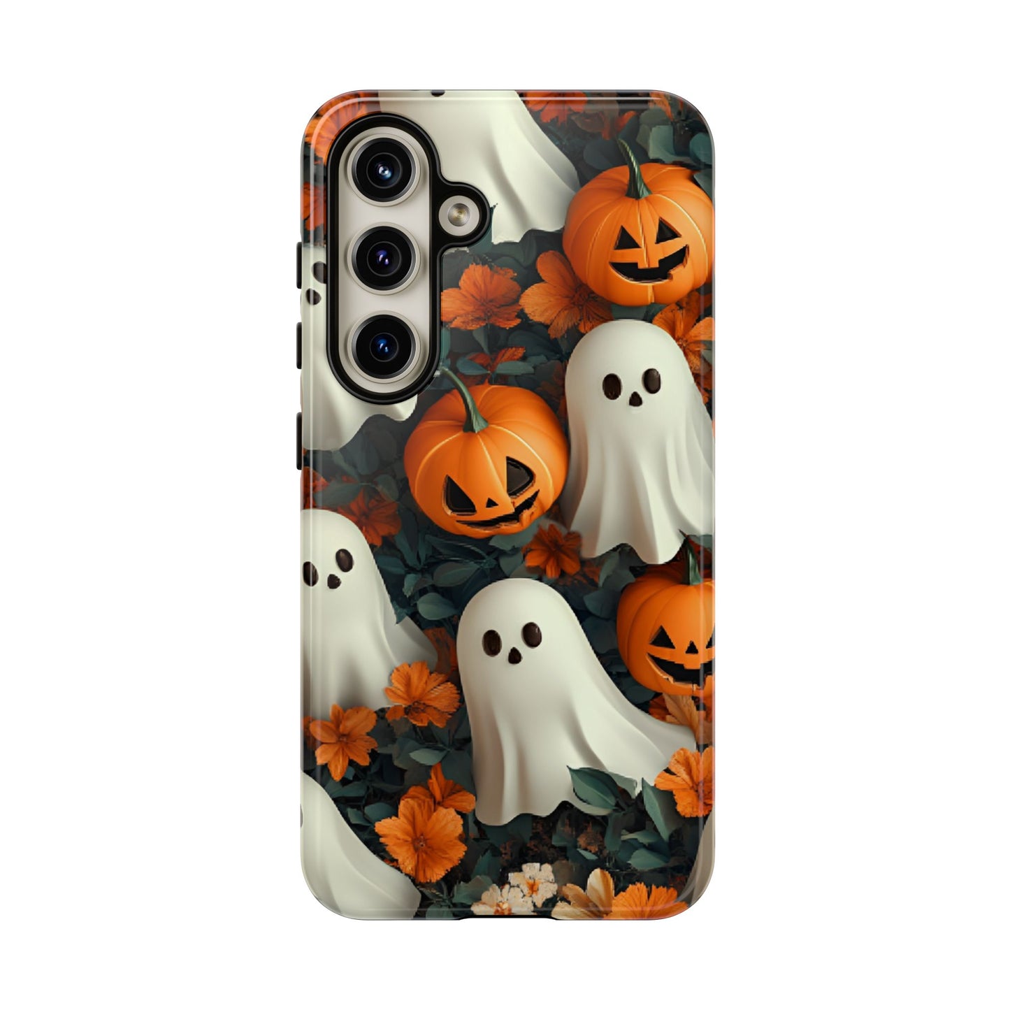 Halloween Ghosts and Pumpkins Phone Case - Spooky and Cute Phone Cases for iPhone 16 15 14 13 12 11, Samsung Galaxy & Google Pixel Phone Covers