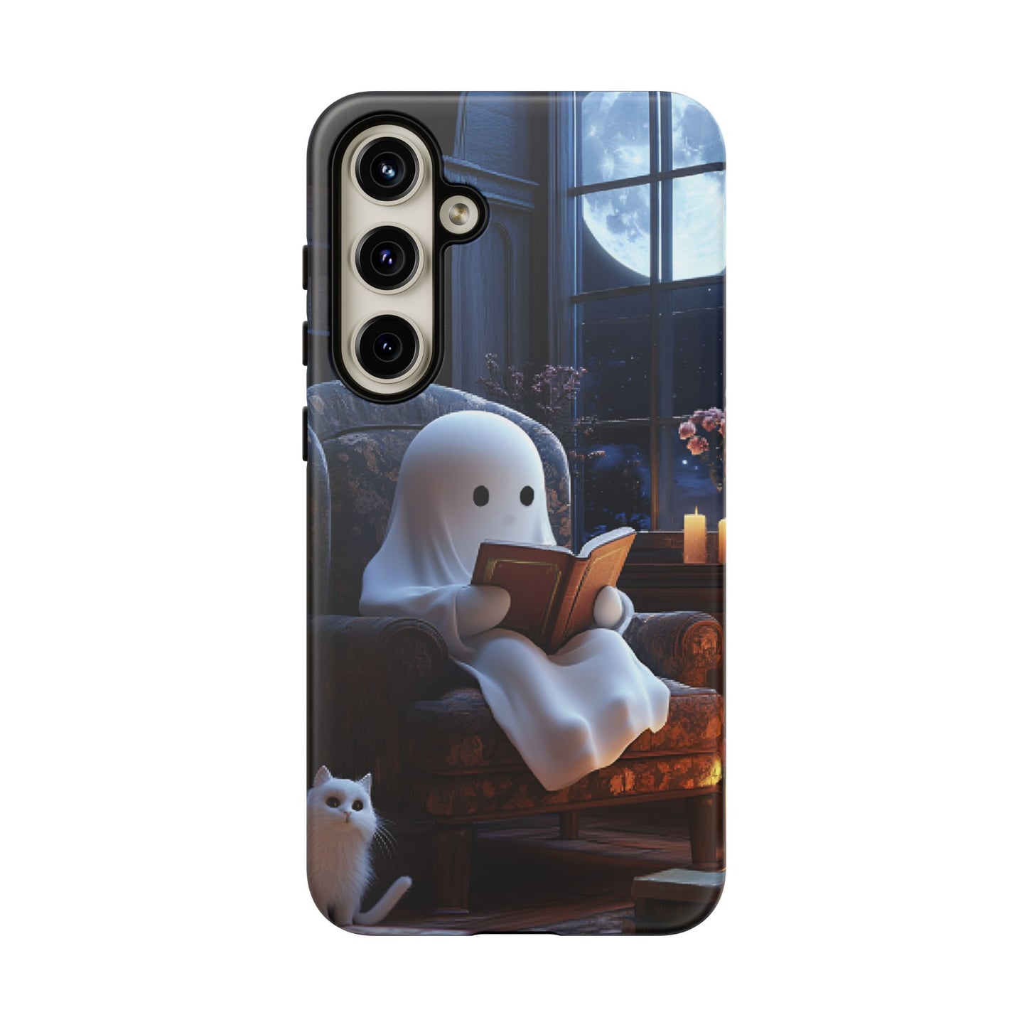 Ghost Reading Book Phone Case - Bookish Halloween Phone Cases - iPhone 16 15 14 13 12 11, Samsung Galaxy & Google Pixel Phone Covers