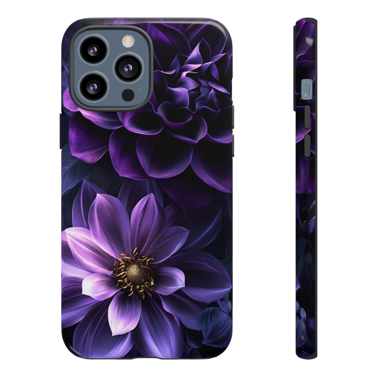 Black and Purple Flowers Phone Case - Dark Gothic Bloom Phone Cases - iPhone 16 15 14 13 12 11, Samsung Galaxy & Google Pixel Phone Covers