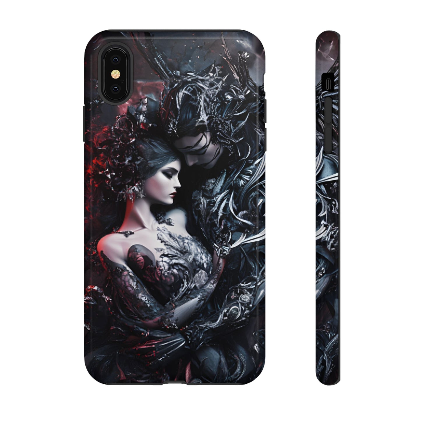 Gothic Couple Phone Case - Victorian Goth Valentine's Day Phone Cases for iPhone 16 15 14 13 12 11, Samsung Galaxy & Google Pixel