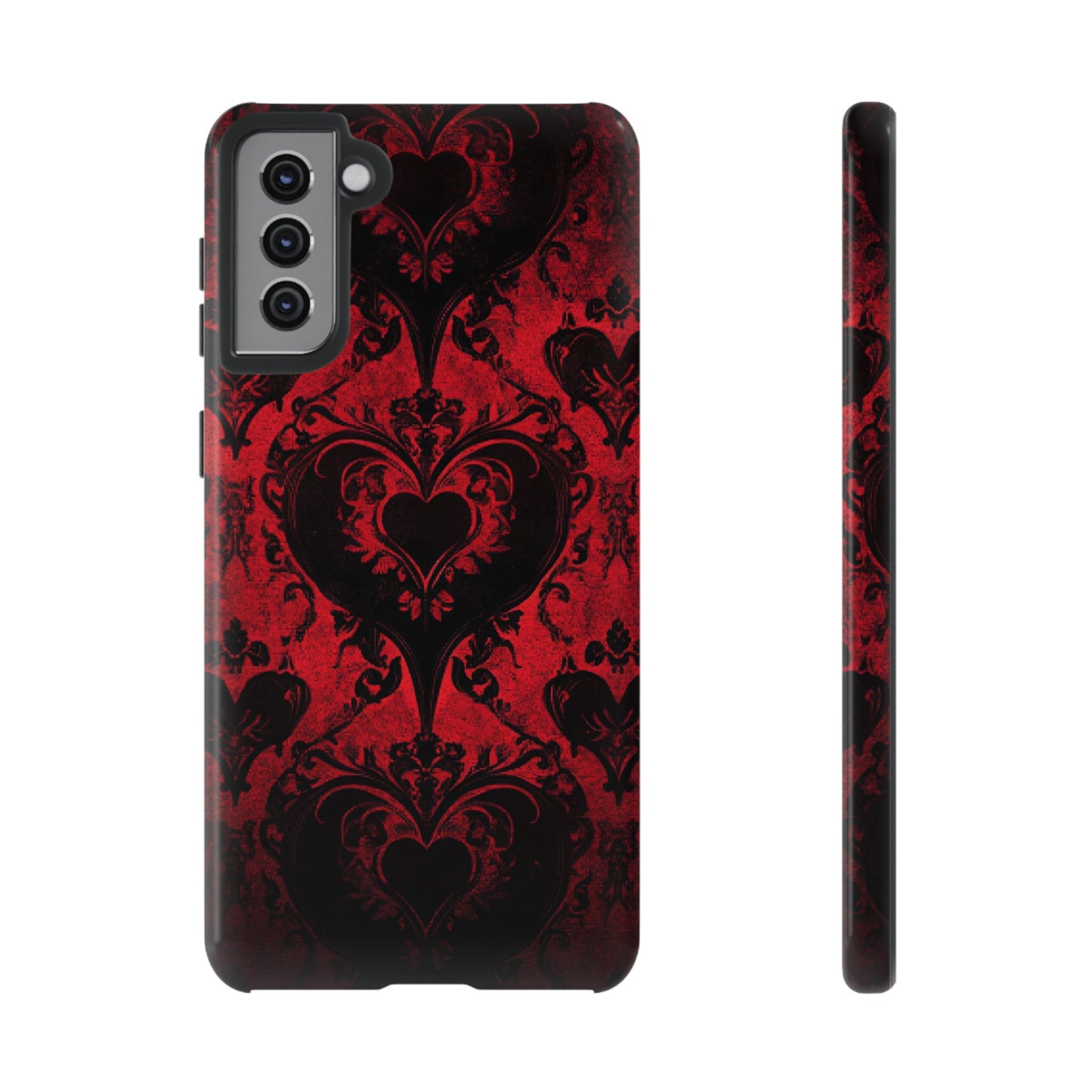 Gothic Dark Romance Phone Case - Black Hearts Phone Cover - iPhone 16 15 14 13 12 11, Samsung Galaxy & Google Pixel Phone Covers