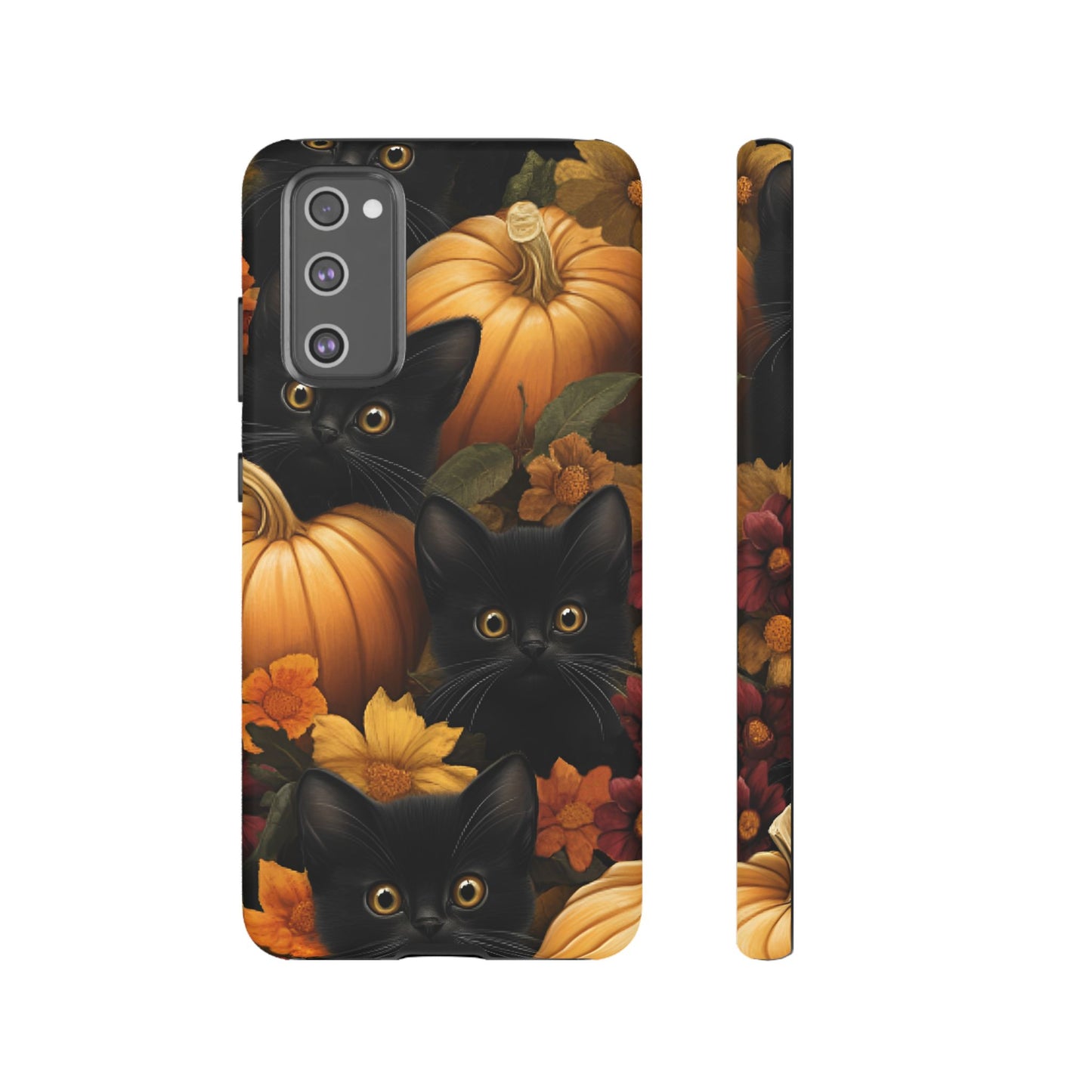 Black Cats and Pumpkins Phone Case - Cute Halloween Phone Cases for iPhone 16 15 14 13 12 11, Samsung Galaxy & Google Pixel