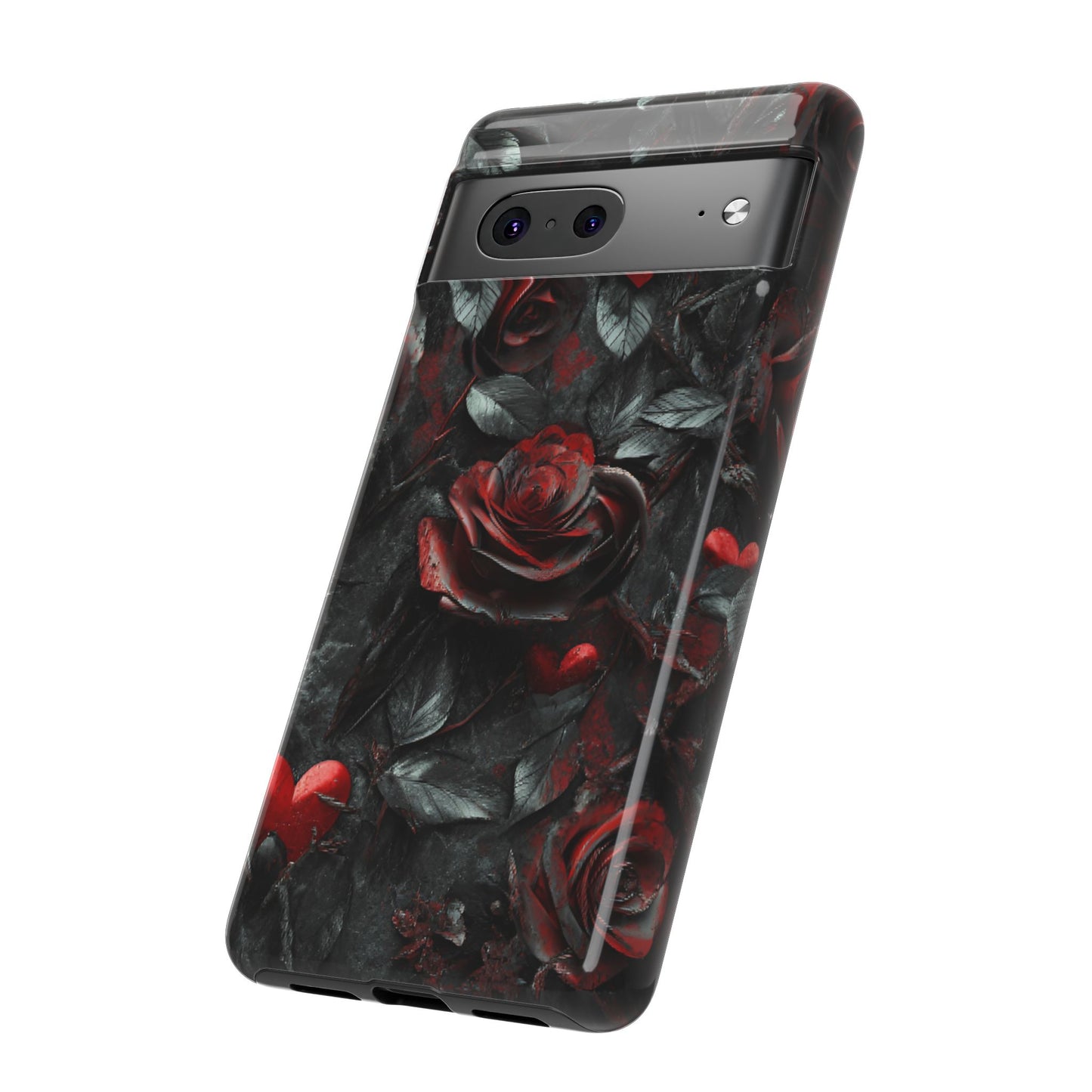 Gothic Valentine Phone Case - Dark Romance Roses and Hearts - iPhone 16 15 14 13 12 11, Samsung Galaxy & Google Pixel Phone Covers