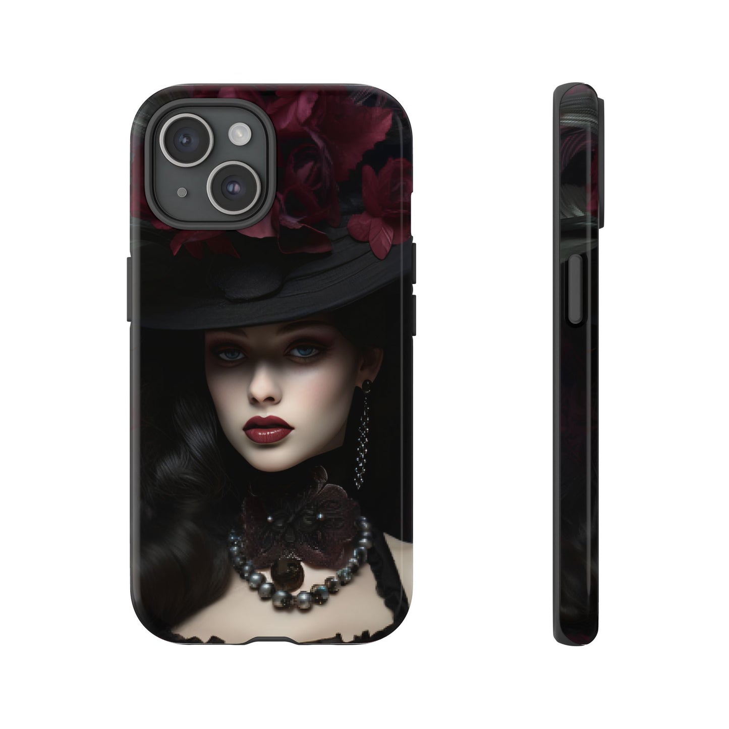 Victorian Goth Phone Case with Vintage Gothic Woman - iPhone 16 15 14 13 12 11, Samsung Galaxy & Google Pixel Phone Covers