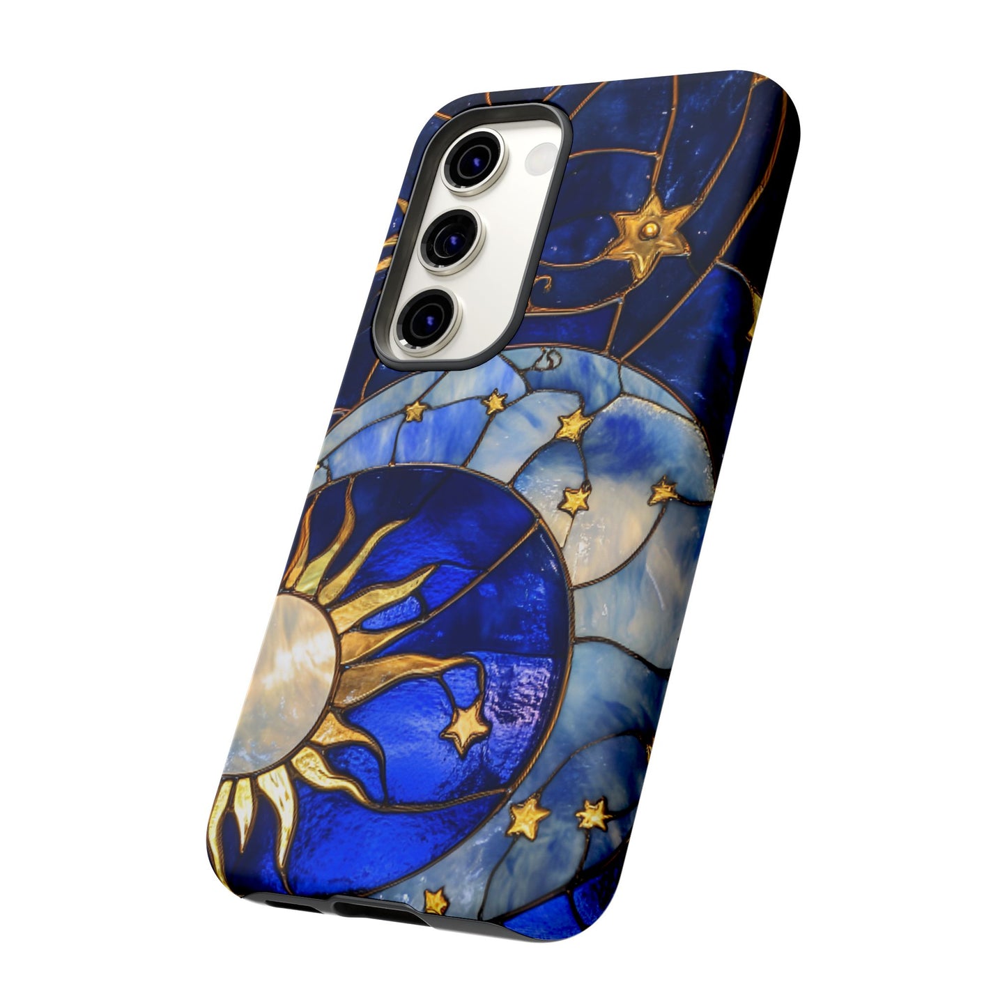 Moon and Sun Stained Glass Phone Case for iPhone 16 15 14 13 12 11, Samsung Galaxy & Google Pixel