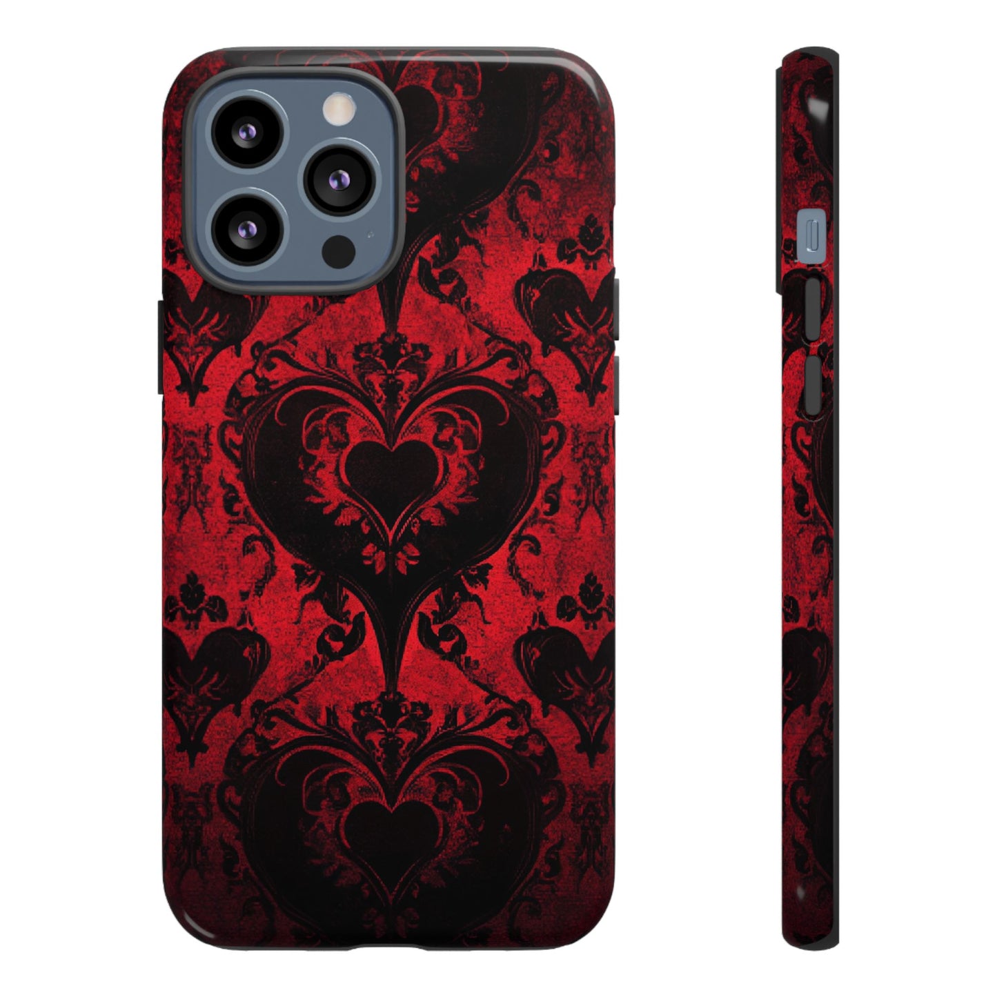 Gothic Dark Romance Phone Case - Black Hearts Phone Cover - iPhone 16 15 14 13 12 11, Samsung Galaxy & Google Pixel Phone Covers