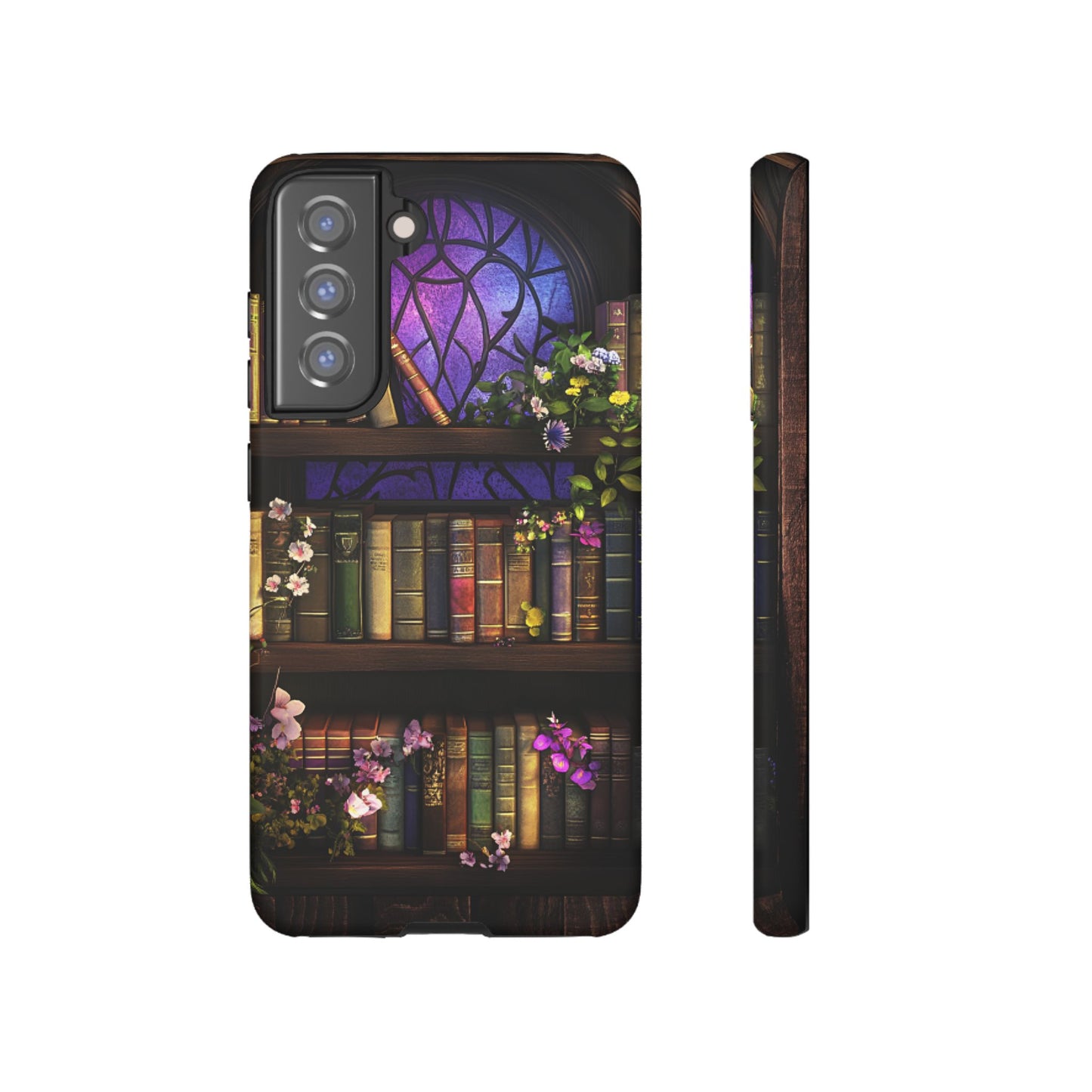 Bookshelf Phone Case - Dark Academia Stained Glass Phone Cases - iPhone 16 15 14 13 12 11, Samsung Galaxy & Google Pixel Phone Covers