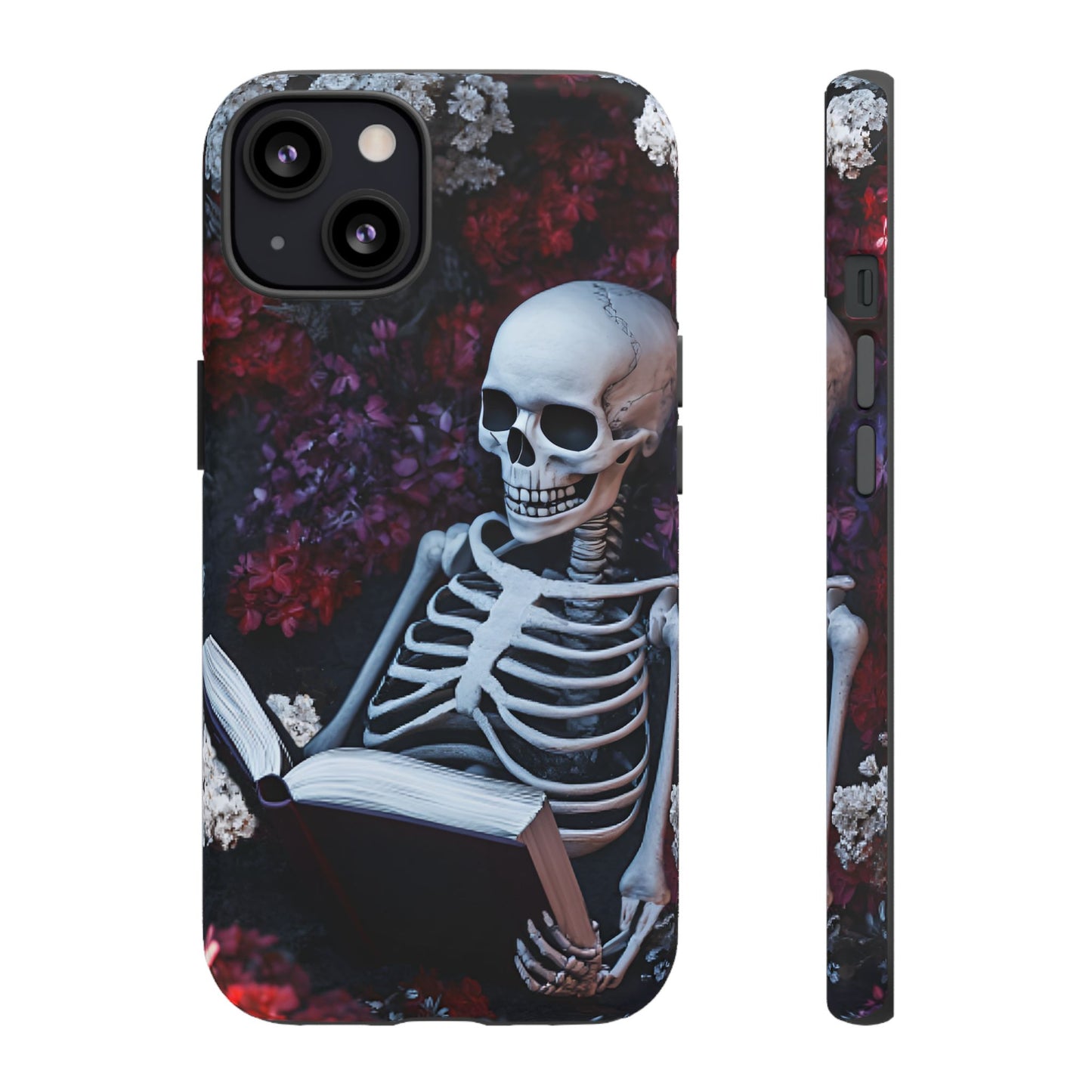 Skeleton Reading Book Phone Case - Bookish Halloween Phone Cases - iPhone 16 15 14 13 12 11, Samsung Galaxy & Google Pixel Phone Covers