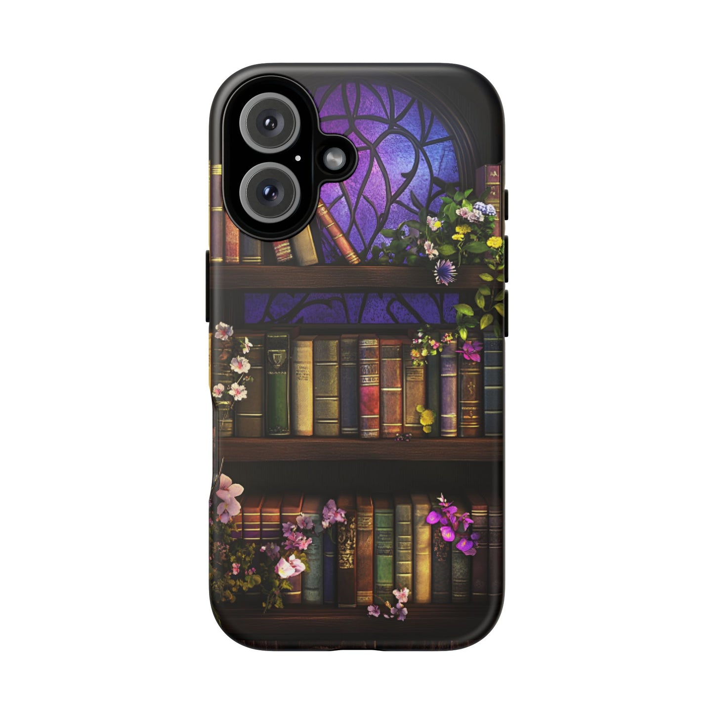 Bookshelf Phone Case - Dark Academia Stained Glass Phone Cases - iPhone 16 15 14 13 12 11, Samsung Galaxy & Google Pixel Phone Covers