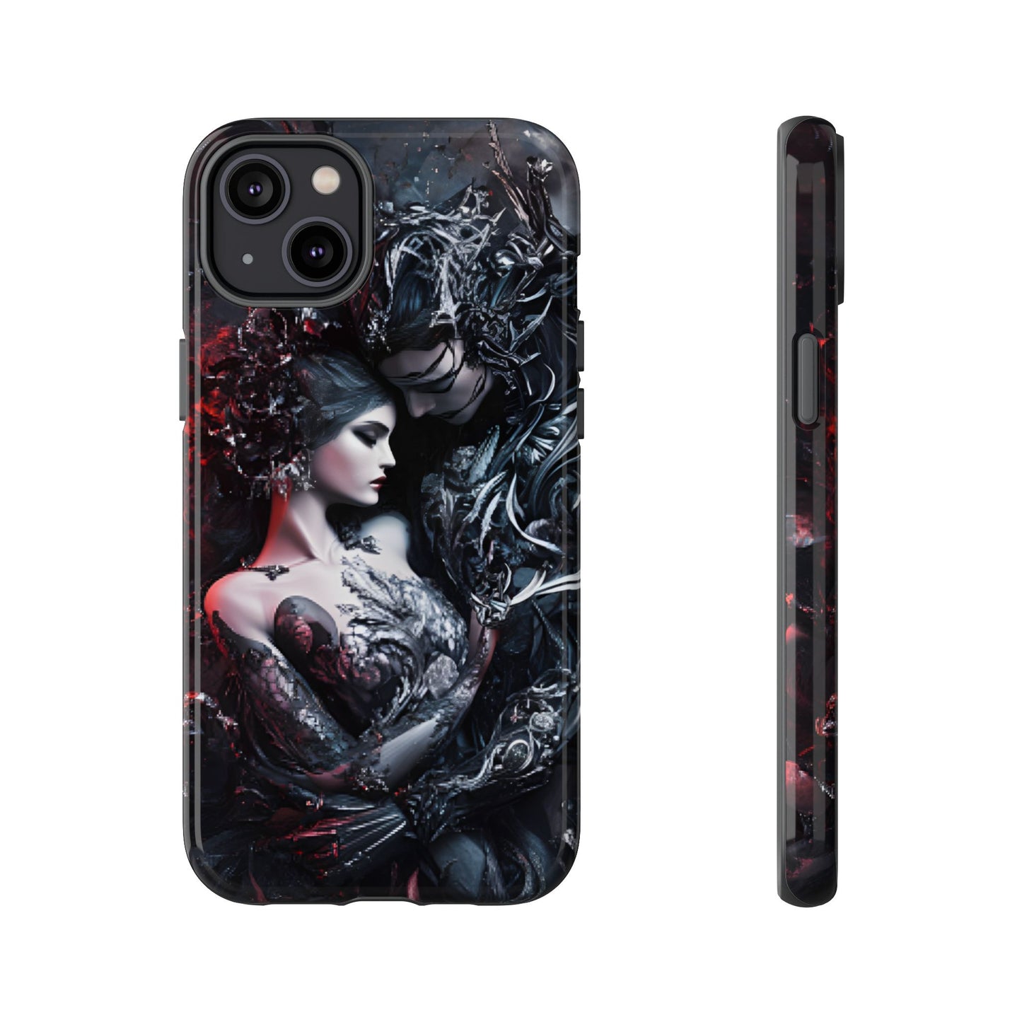 Gothic Couple Phone Case - Victorian Goth Valentine's Day Phone Cases for iPhone 16 15 14 13 12 11, Samsung Galaxy & Google Pixel