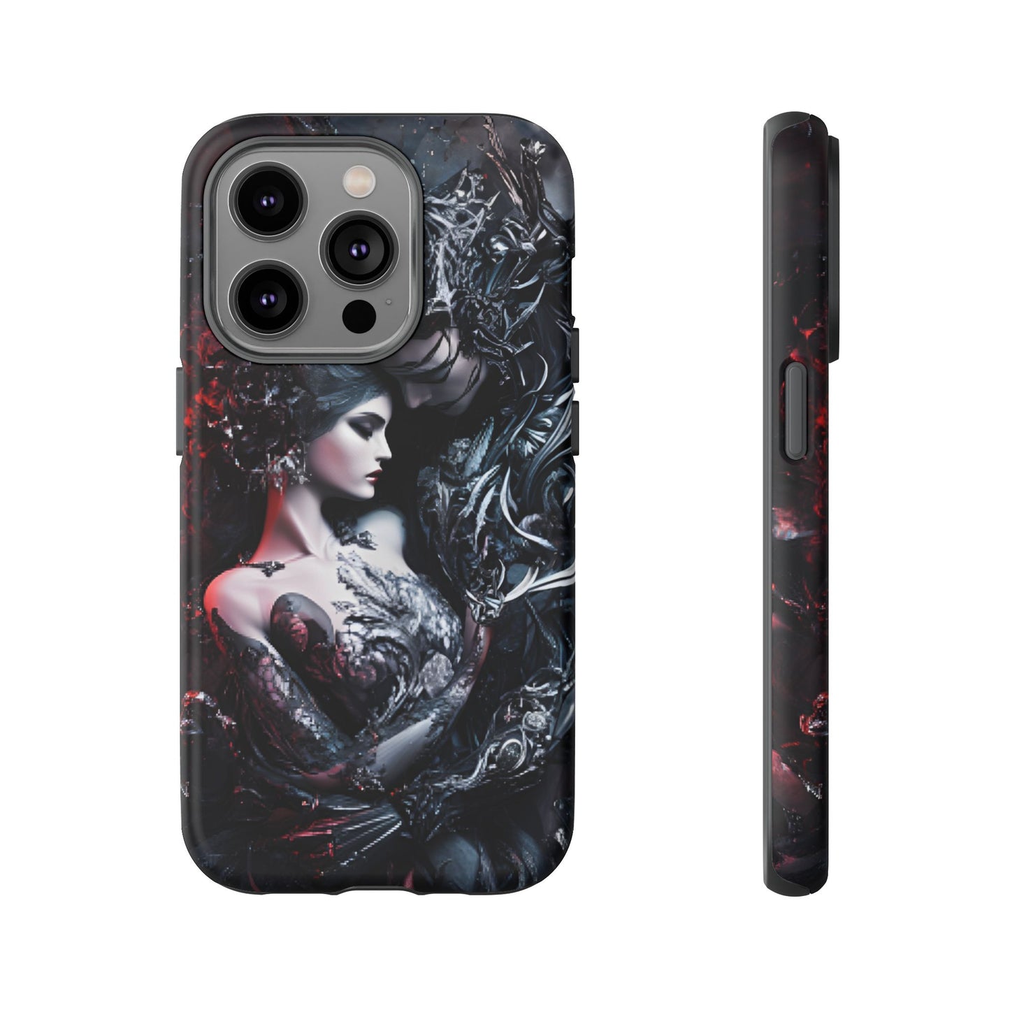 Gothic Couple Phone Case - Victorian Goth Valentine's Day Phone Cases for iPhone 16 15 14 13 12 11, Samsung Galaxy & Google Pixel