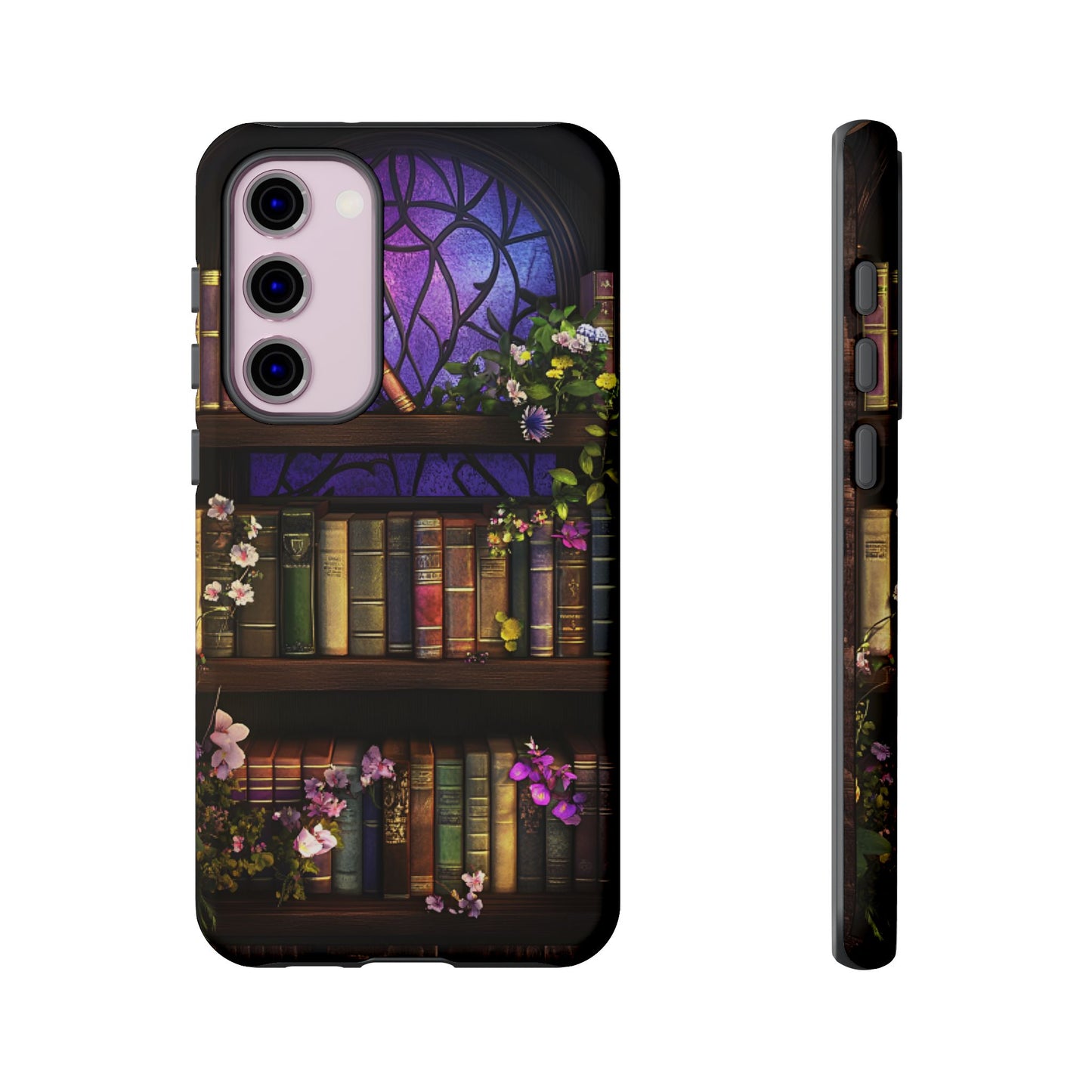 Bookshelf Phone Case - Dark Academia Stained Glass Phone Cases - iPhone 16 15 14 13 12 11, Samsung Galaxy & Google Pixel Phone Covers