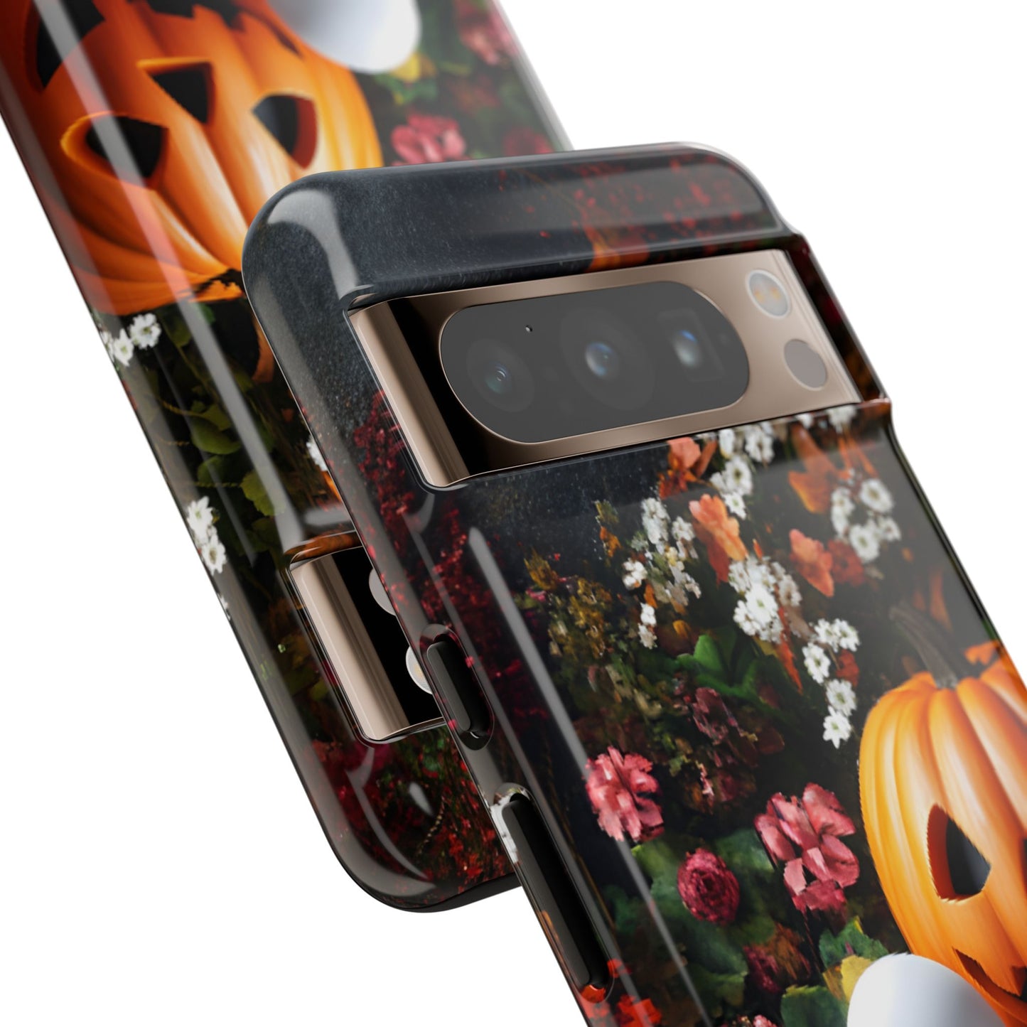 Halloween Phone Case with Cute Ghost and Pumpkins - iPhone 16 15 14 13 12 11, Samsung Galaxy & Google Pixel Phone Covers