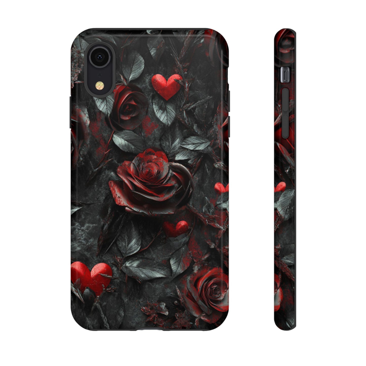 Gothic Valentine Phone Case - Dark Romance Roses and Hearts - iPhone 16 15 14 13 12 11, Samsung Galaxy & Google Pixel Phone Covers - Boo and Bewear