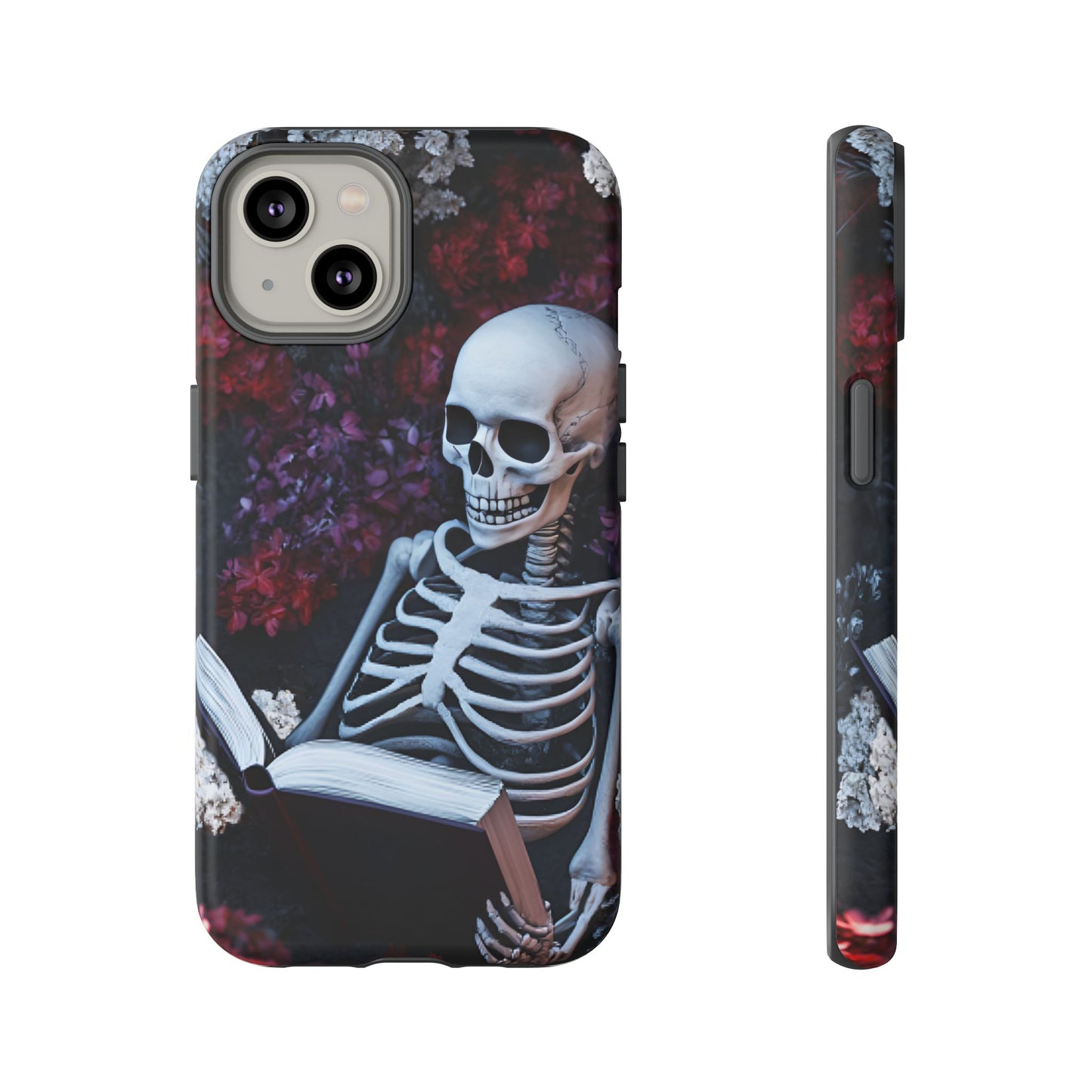 Skeleton Reading Book Phone Case - Bookish Halloween Phone Cases for iPhone 16 15 14 13 12 11, Samsung Galaxy & Google Pixel