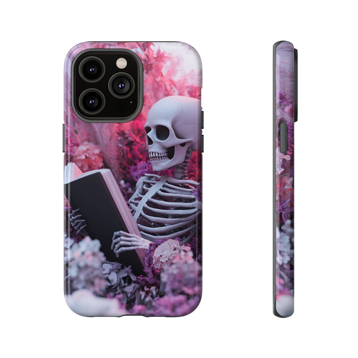 Bookish Skeleton Phone Case - Spooky Floral Halloween Phone Cases for Phone 16 15 14 13 12 11, Samsung Galaxy & Google Pixel