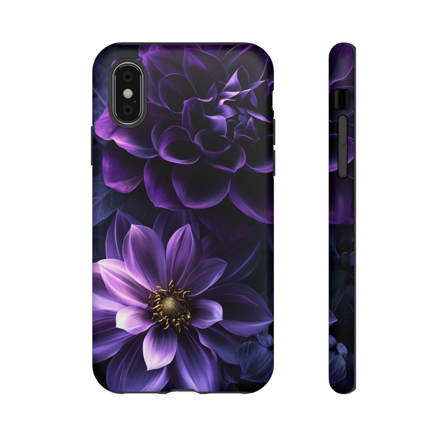 Black and Purple Flowers Phone Case - Dark Gothic Bloom Phone Cases - iPhone 16 15 14 13 12 11, Samsung Galaxy & Google Pixel Phone Covers - Boo and Bewear