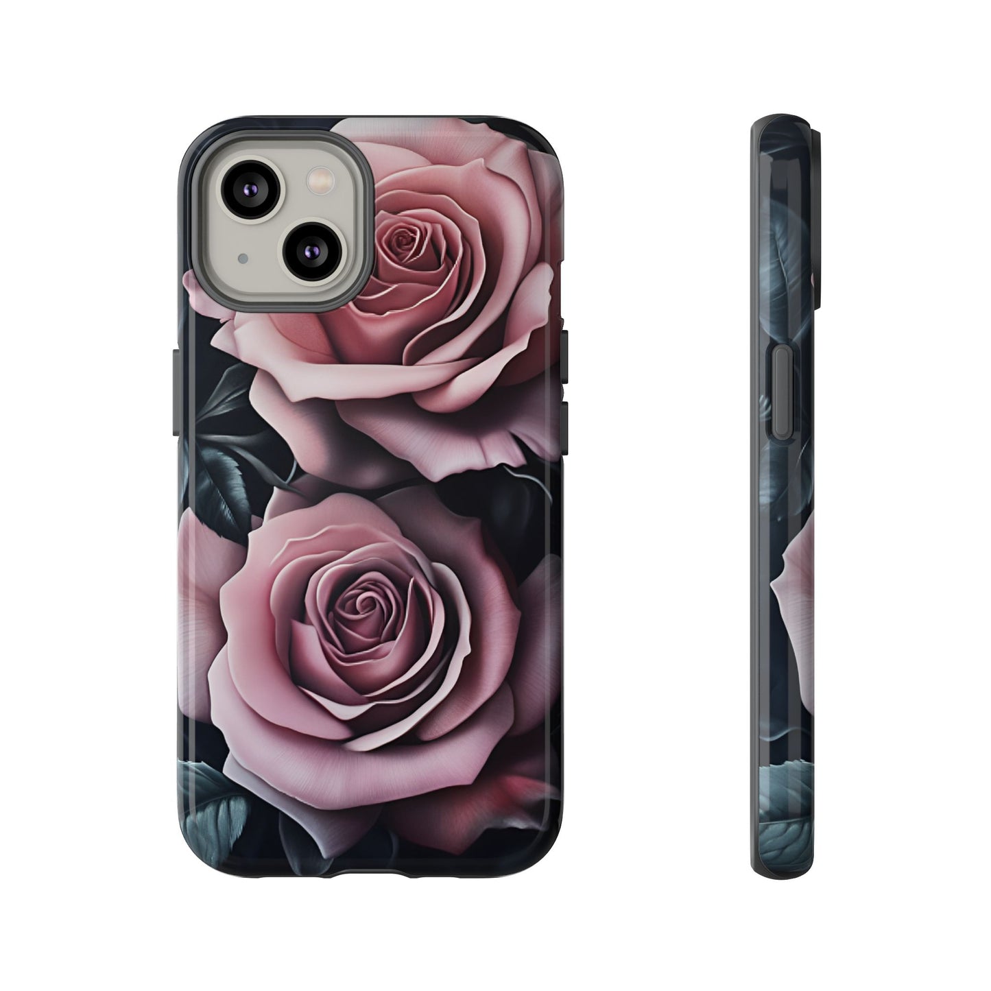 Pastel Goth Roses Phone Case - Gothic Black and Pink Flowers Phone Cases - iPhone 16 15 14 13 12 11, Samsung Galaxy & Google Pixel Phone Covers