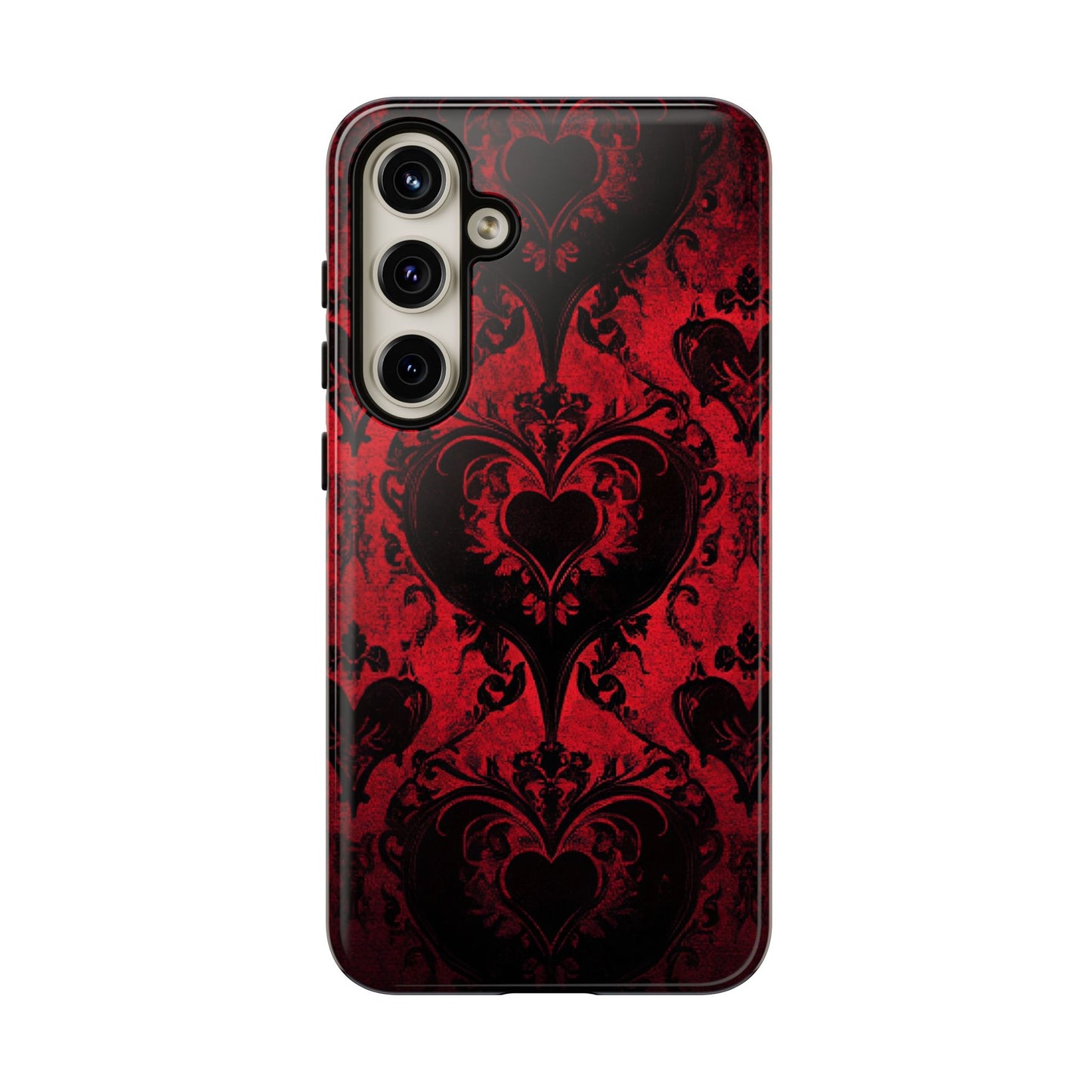 Gothic Dark Romance Phone Case - Black Hearts Phone Cover for iPhone 16 15 14 13 12 11, Samsung Galaxy & Google Pixel