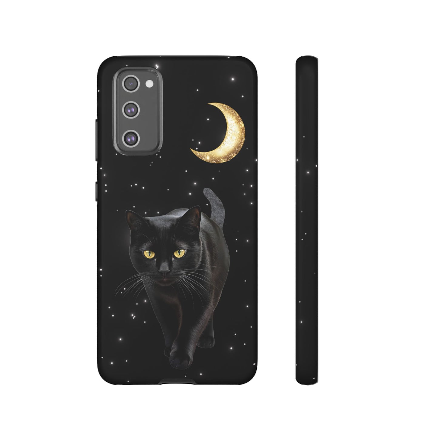 Black Cat and Moon Phone Case - Celestial Cat Lover Phone Cases for iPhone 16 15 14 13 12 11, Samsung Galaxy & Google Pixel