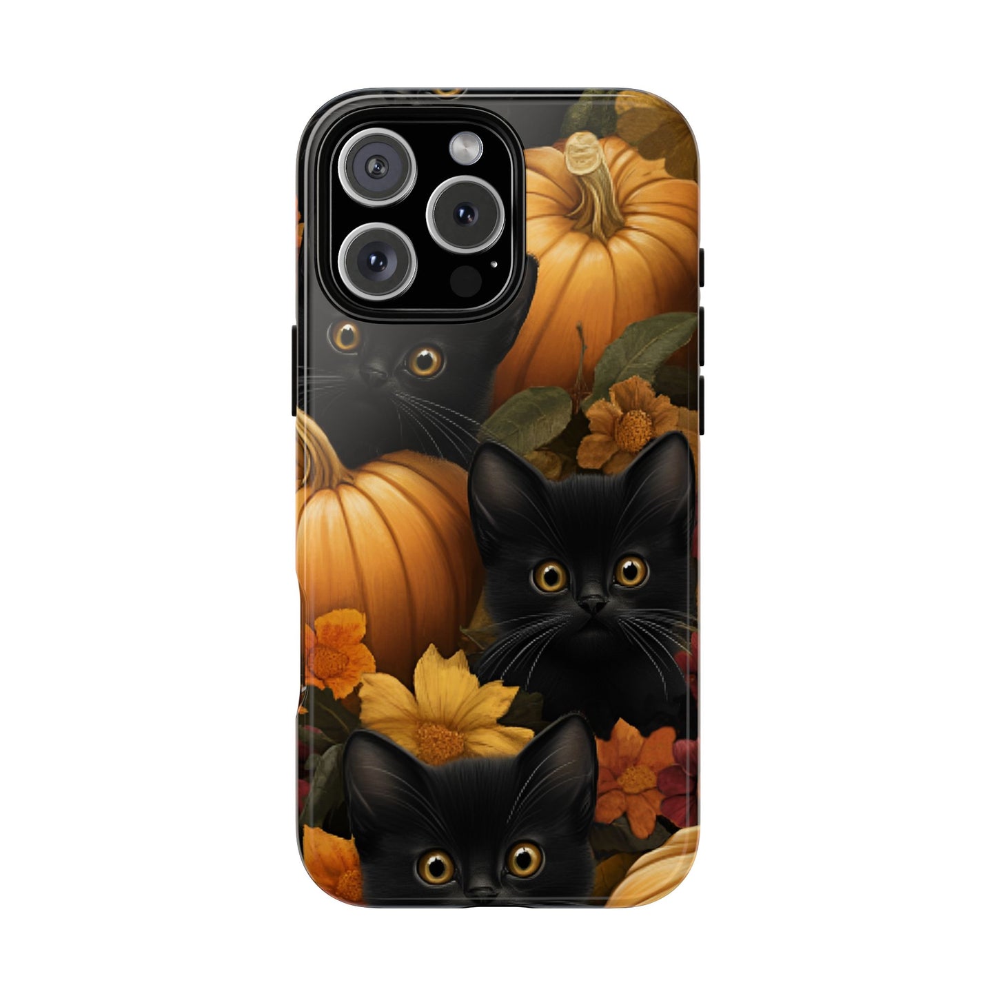 Black Cats and Pumpkins Phone Case - Cute Halloween Phone Cases - iPhone 16 15 14 13 12 11, Samsung Galaxy & Google Pixel Phone Covers - Boo and Bewear