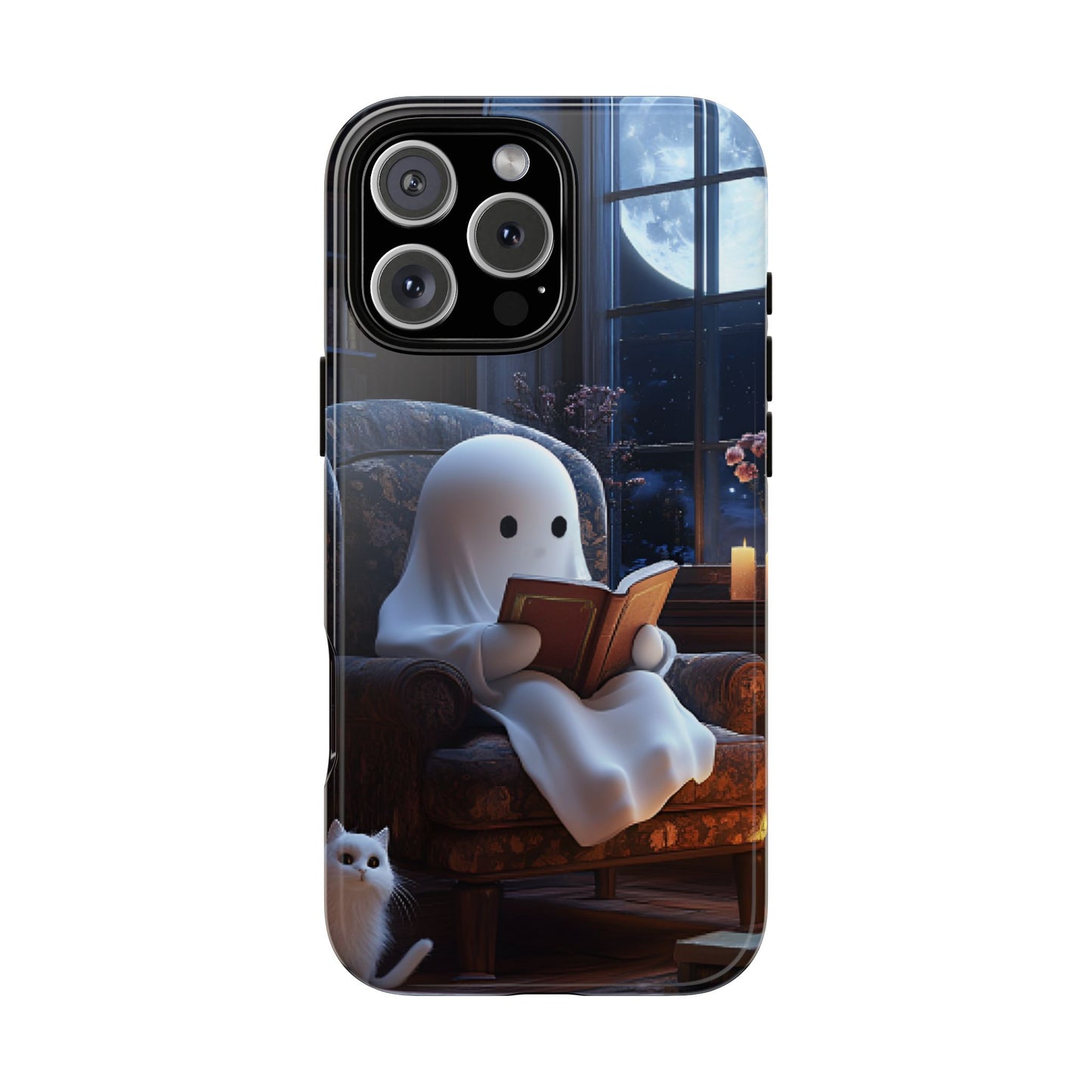 Ghost Reading Book Phone Case - Bookish Halloween Phone Cases - iPhone 16 15 14 13 12 11, Samsung Galaxy & Google Pixel Phone Covers