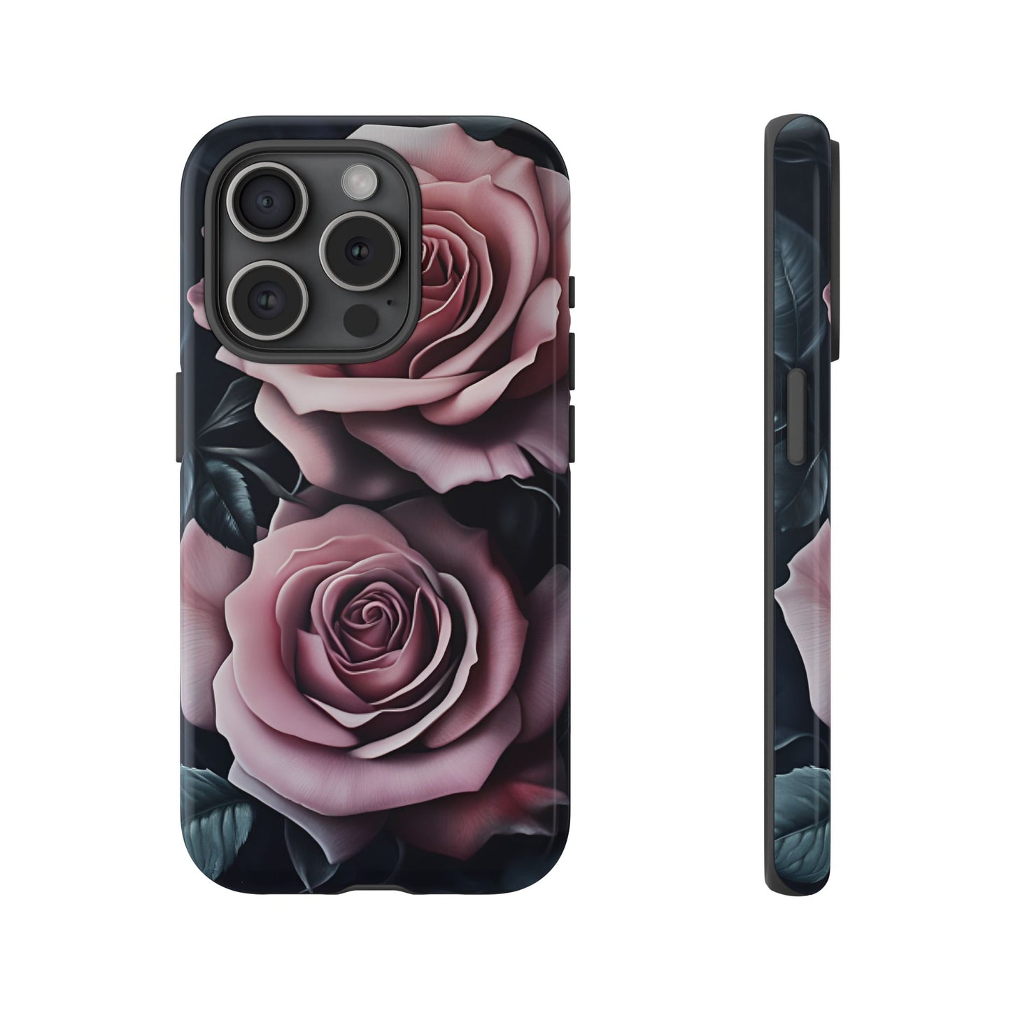 Pastel Goth Roses Phone Case - Gothic Black and Pink Flowers Phone Cases for iPhone 16 15 14 13 12 11, Samsung Galaxy & Google Pixel