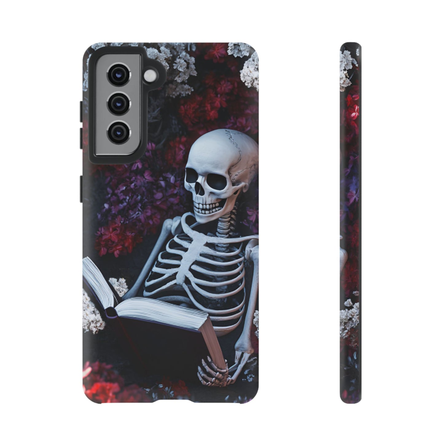 Skeleton Reading Book Phone Case - Bookish Halloween Phone Cases for iPhone 16 15 14 13 12 11, Samsung Galaxy & Google Pixel