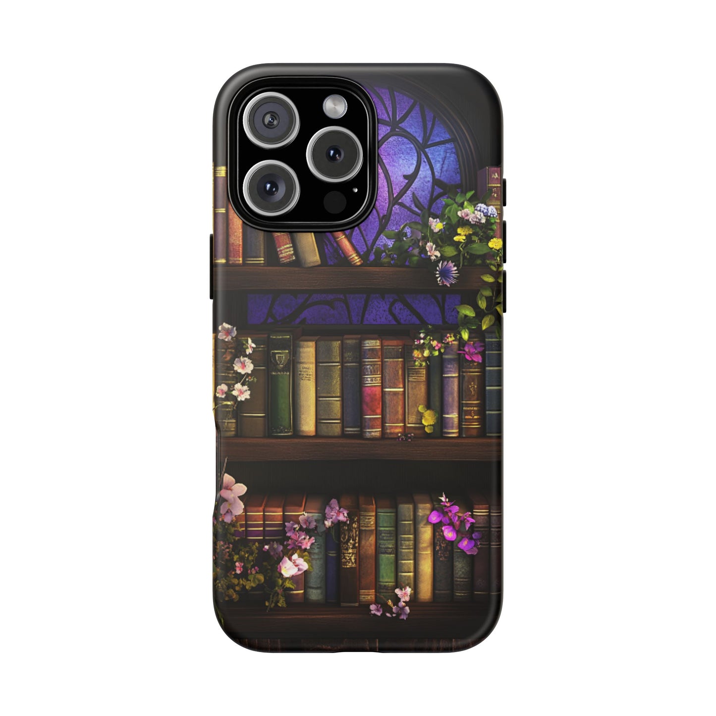 Bookshelf Phone Case - Dark Academia Stained Glass Phone Cases for iPhone 16 15 14 13 12 11, Samsung Galaxy & Google Pixel