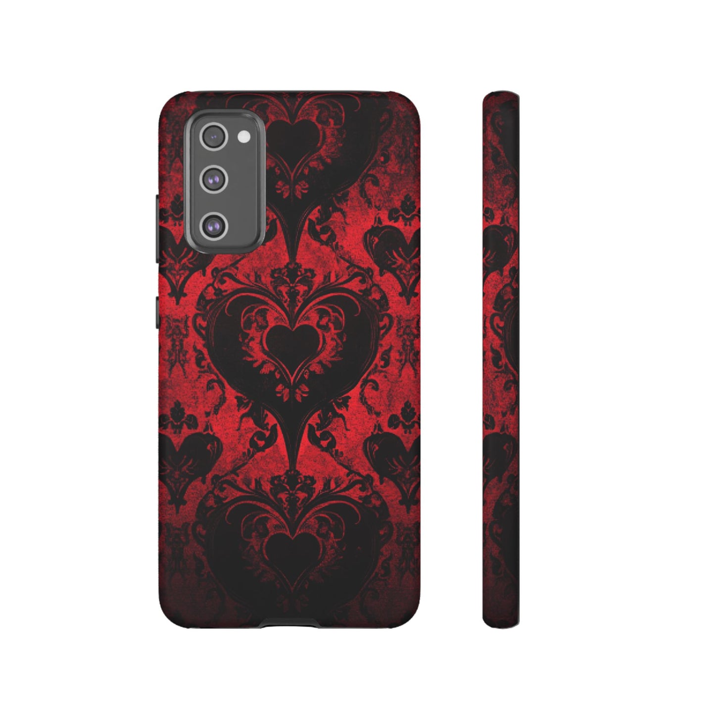 Gothic Dark Romance Phone Case - Black Hearts Phone Cover for iPhone 16 15 14 13 12 11, Samsung Galaxy & Google Pixel