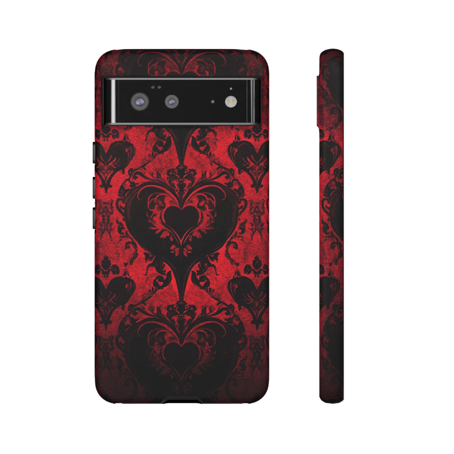 Gothic Dark Romance Phone Case - Black Hearts Phone Cover for iPhone 16 15 14 13 12 11, Samsung Galaxy & Google Pixel