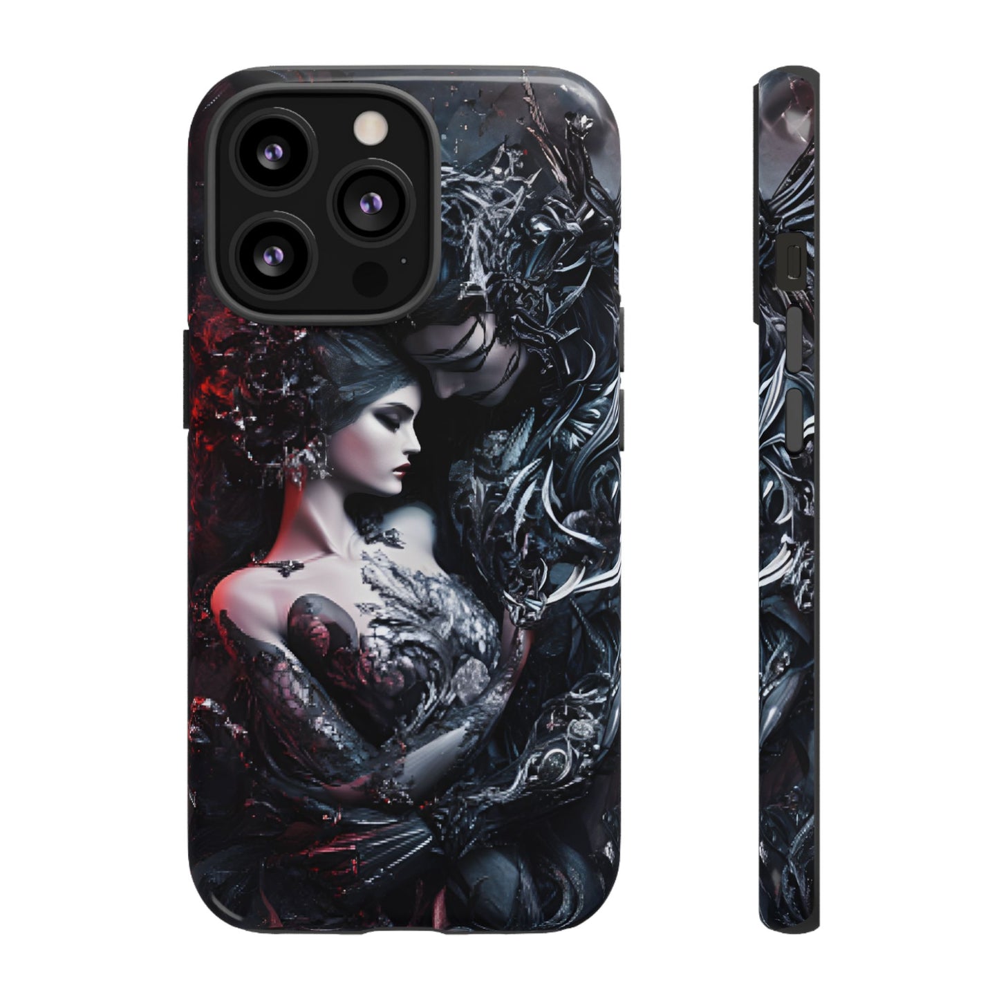 Gothic Couple Phone Case - Victorian Goth Valentine's Day Phone Cases for iPhone 16 15 14 13 12 11, Samsung Galaxy & Google Pixel