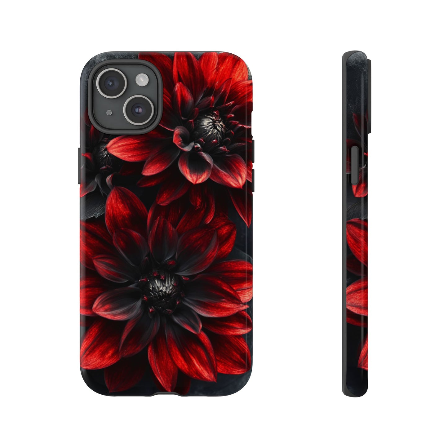 Black and Red Flower Phone Case - Gothic Dark Floral Phone Cases for iPhone 16 15 14 13 12 11, Samsung Galaxy & Google Pixel