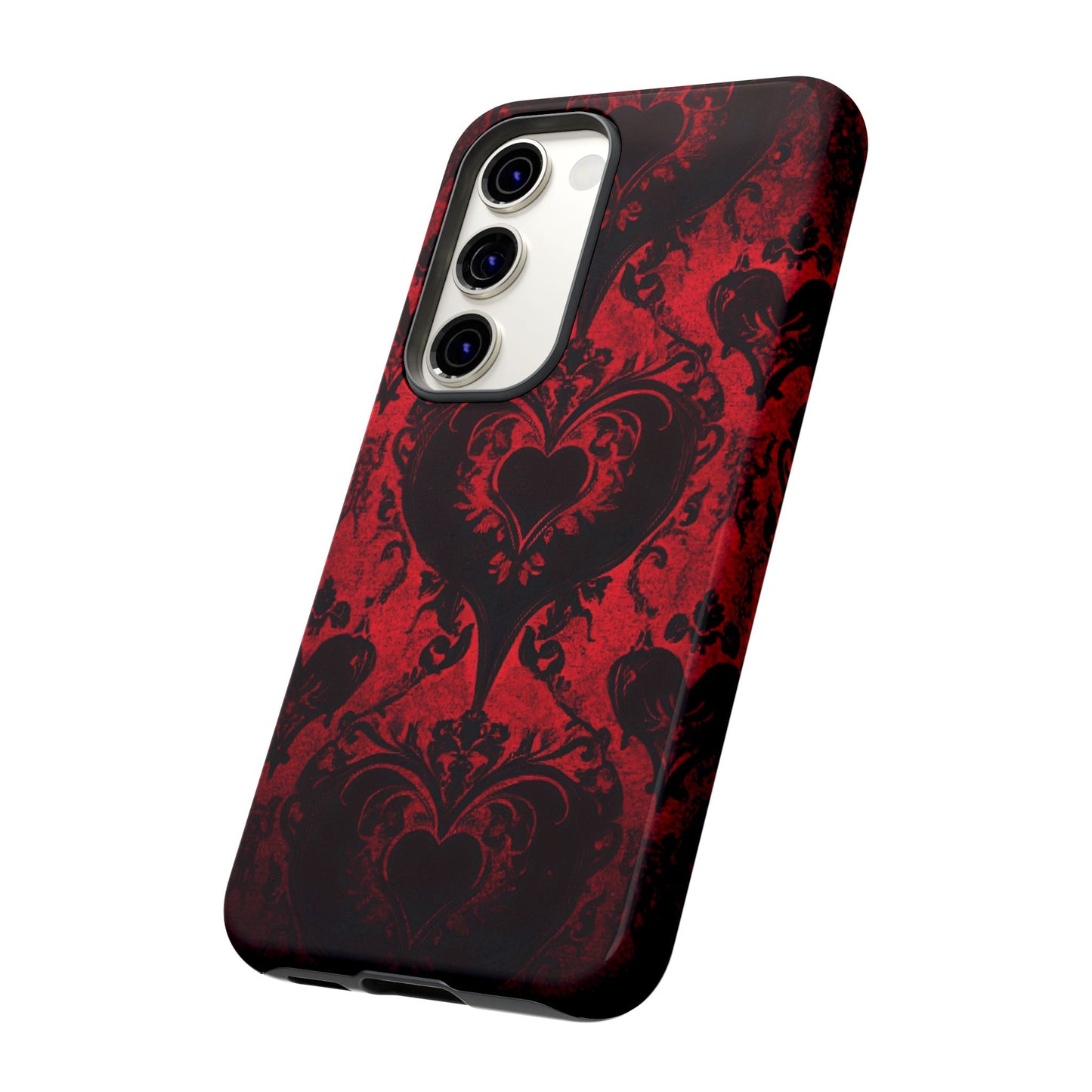 Gothic Dark Romance Phone Case - Black Hearts Phone Cover - iPhone 16 15 14 13 12 11, Samsung Galaxy & Google Pixel Phone Covers