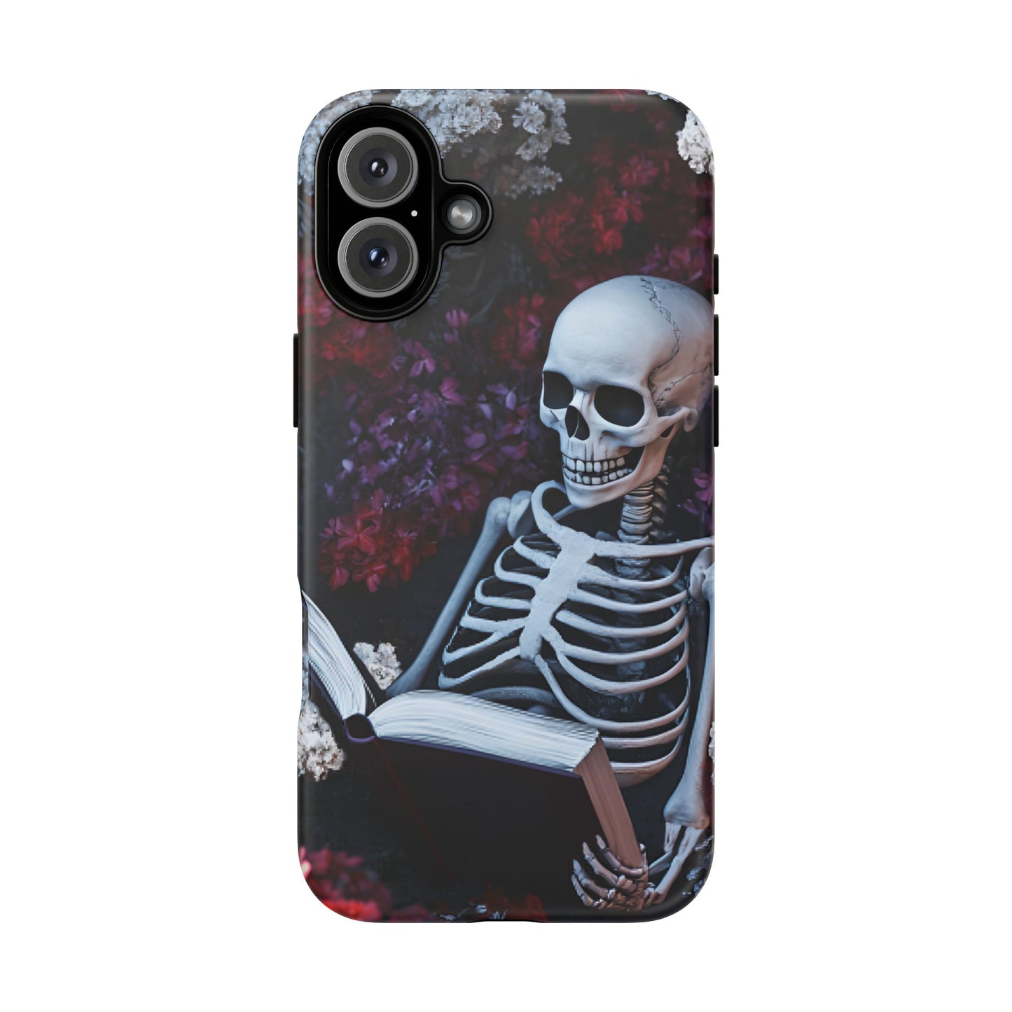 Skeleton Reading Book Phone Case - Bookish Halloween Phone Cases for iPhone 16 15 14 13 12 11, Samsung Galaxy & Google Pixel