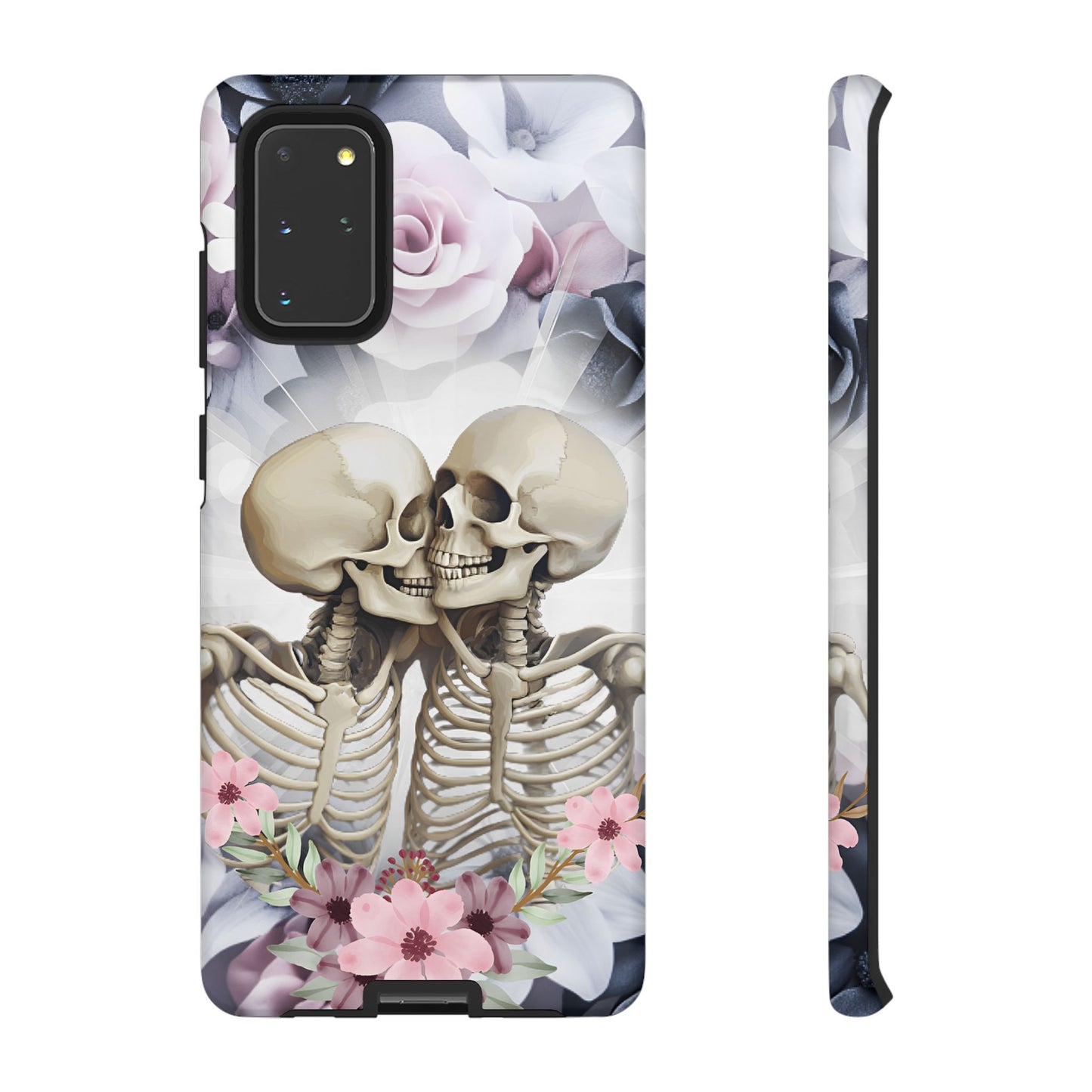 Skeleton Couple Phone Case - Floral Love Halloween Phone Cases for iPhone 16 15 14 13 12 11, Samsung Galaxy & Google Pixel