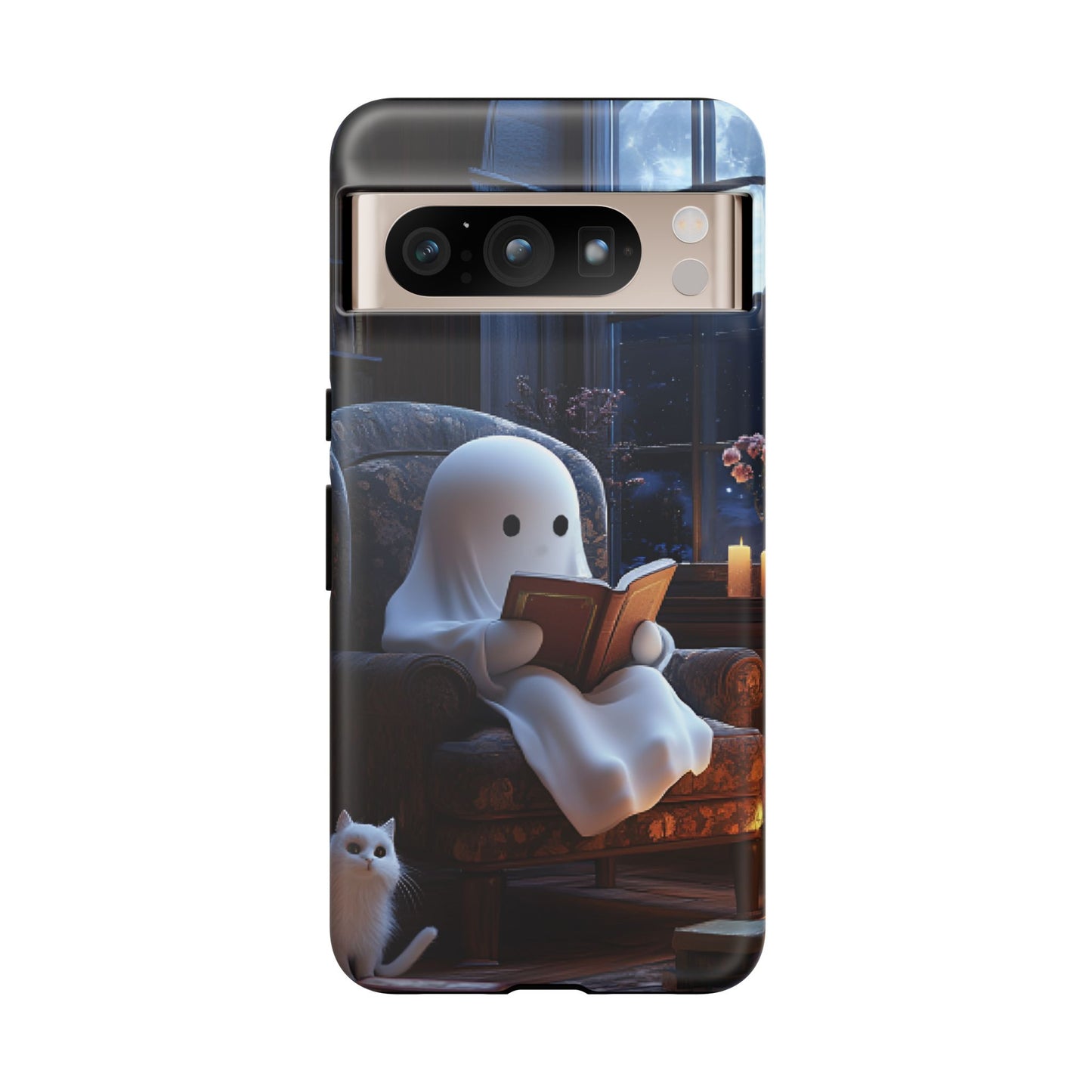 Ghost Reading Book Phone Case - Bookish Halloween Phone Cases - iPhone 16 15 14 13 12 11, Samsung Galaxy & Google Pixel Phone Covers