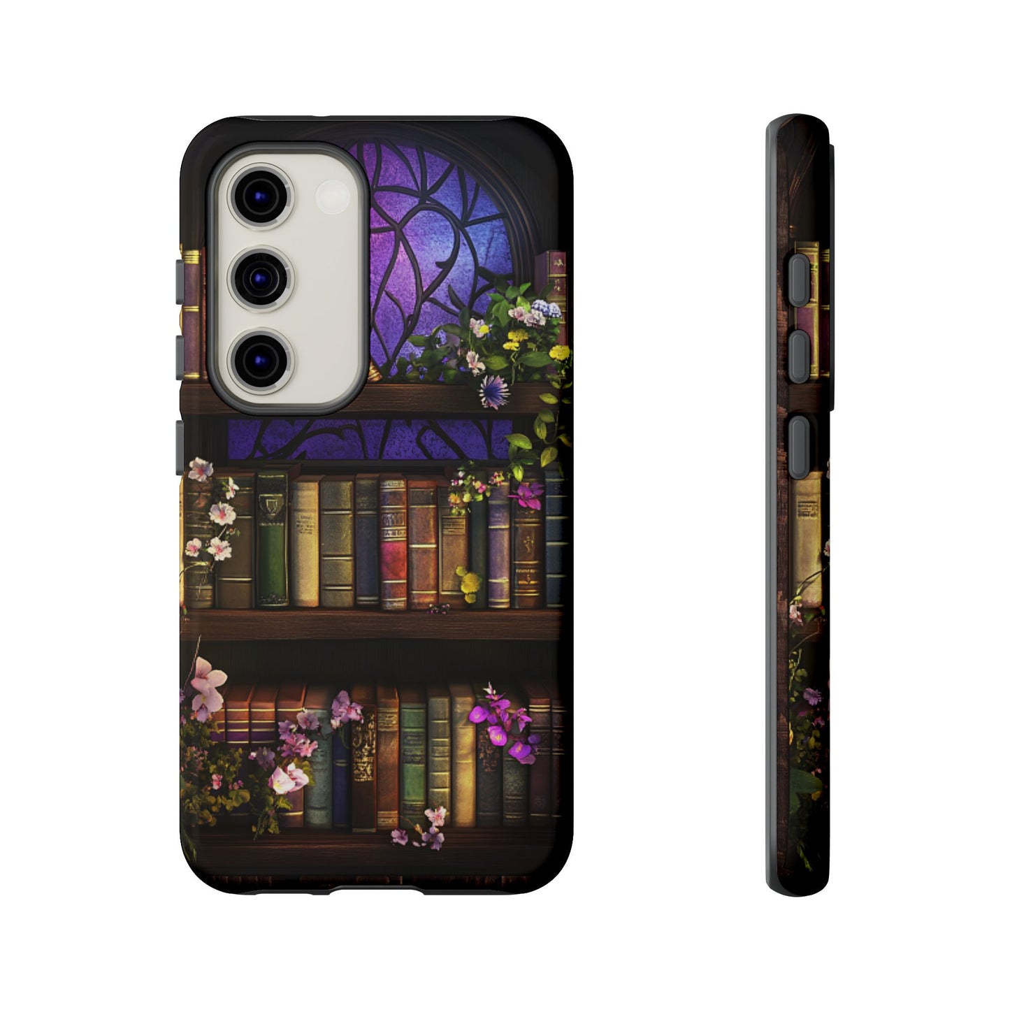 Bookshelf Phone Case - Dark Academia Stained Glass Phone Cases for iPhone 16 15 14 13 12 11, Samsung Galaxy & Google Pixel