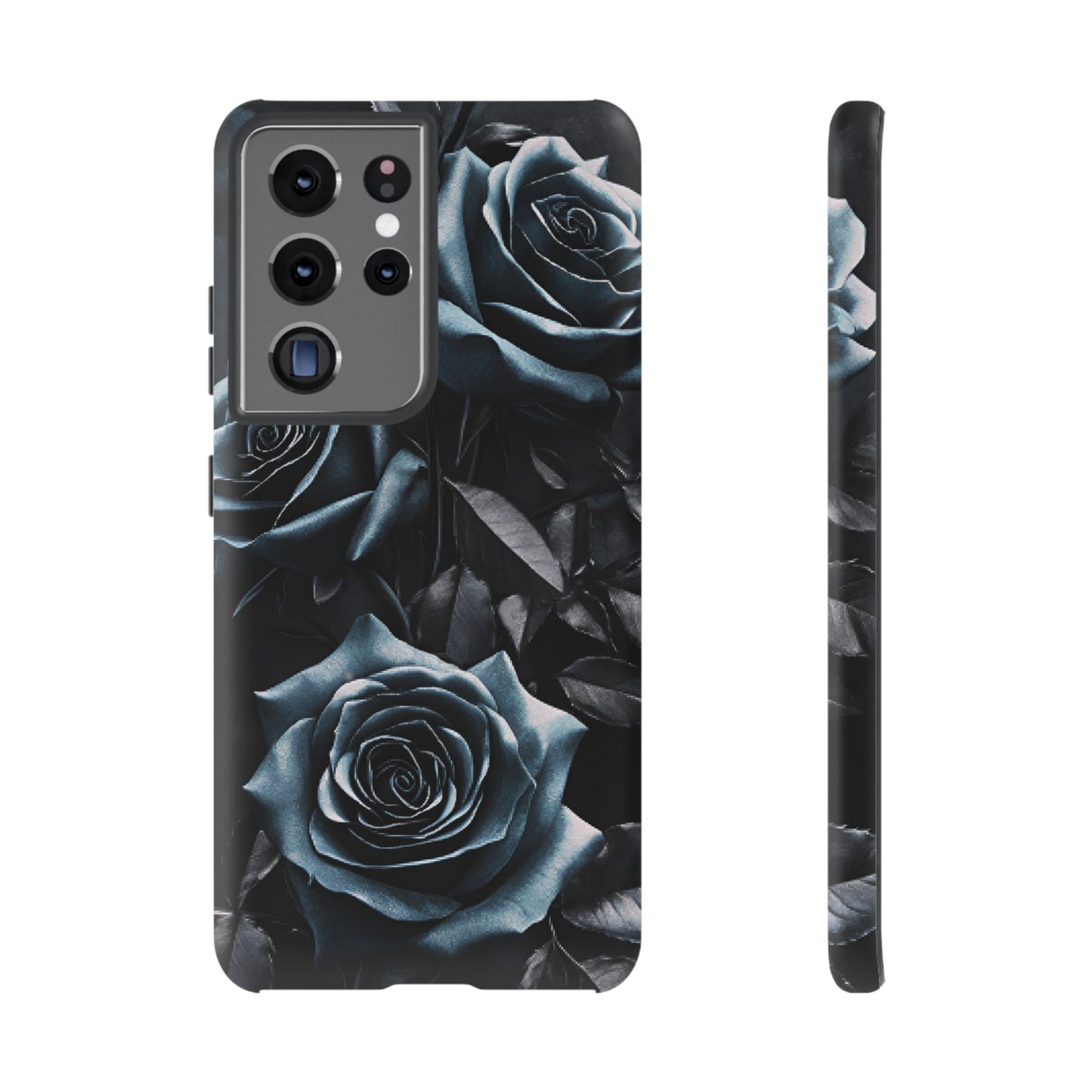 Black and Blue Roses Phone Case - Dark and Moody Gothic Flower Phone Cases - iPhone 16 15 14 13 12 11, Samsung Galaxy & Google Pixel Phone Covers