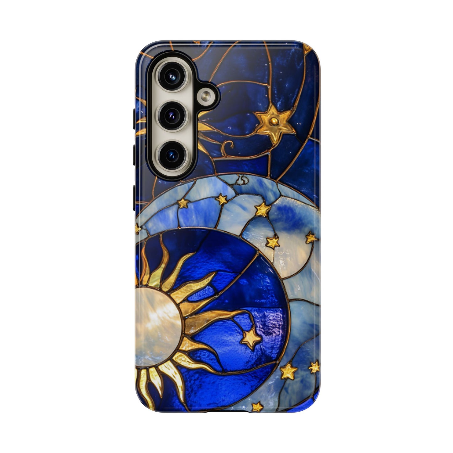 Moon and Sun Stained Glass Phone Case for iPhone 16 15 14 13 12 11, Samsung Galaxy & Google Pixel