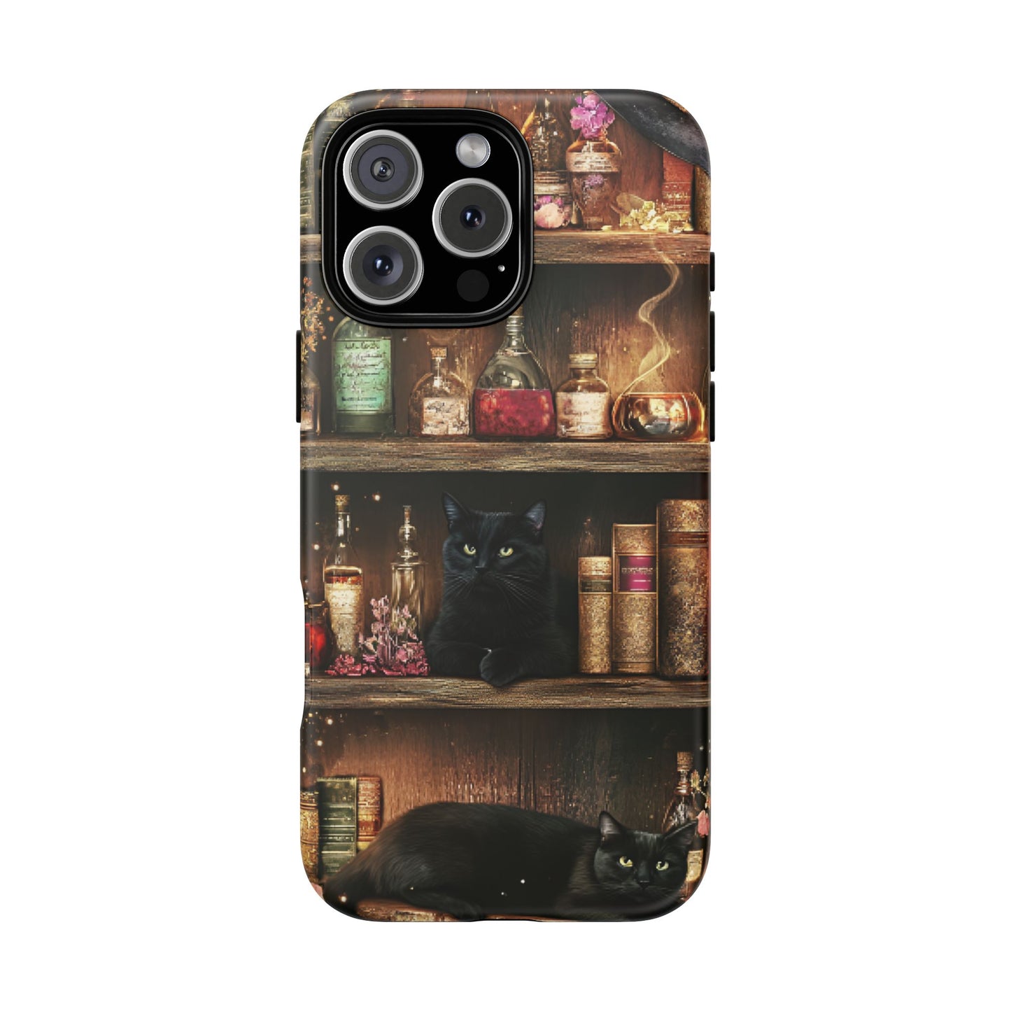 Witch Bookshelf Phone Case - Witchy Books Potions and Black Cats for iPhone 16 15 14 13 12 11, Samsung Galaxy & Google Pixel