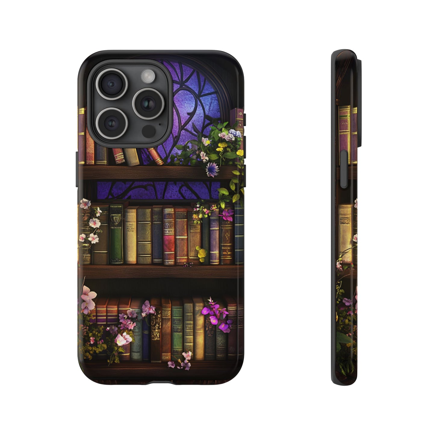 Bookshelf Phone Case - Dark Academia Stained Glass Phone Cases - iPhone 16 15 14 13 12 11, Samsung Galaxy & Google Pixel Phone Covers